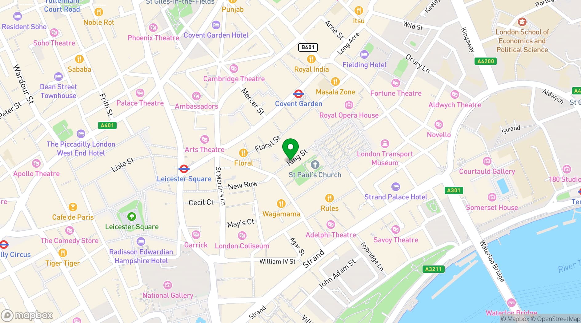 Map showing Joe's Southern Table & Bar - Covent Garden