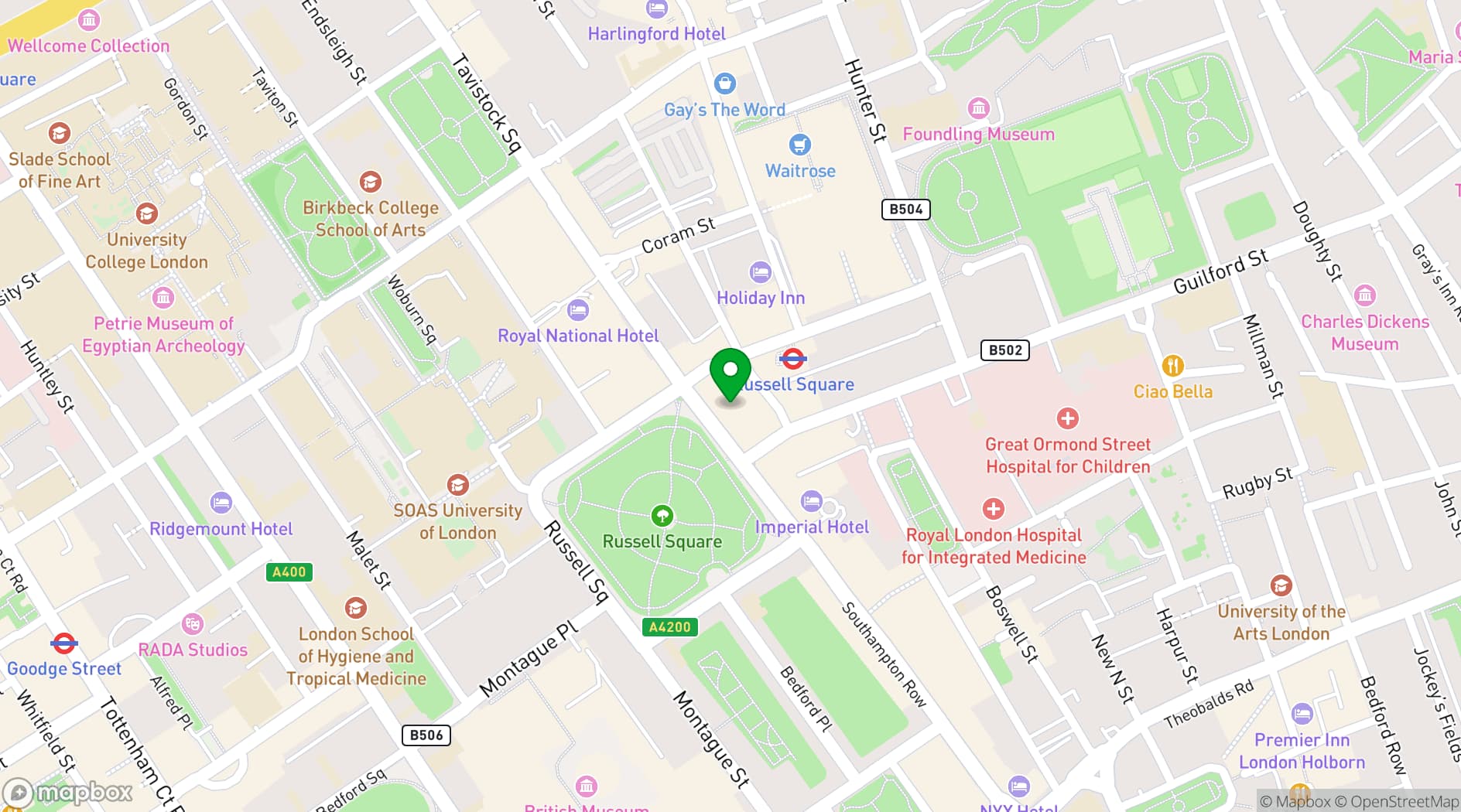 Map showing Kimpton Fitzroy London