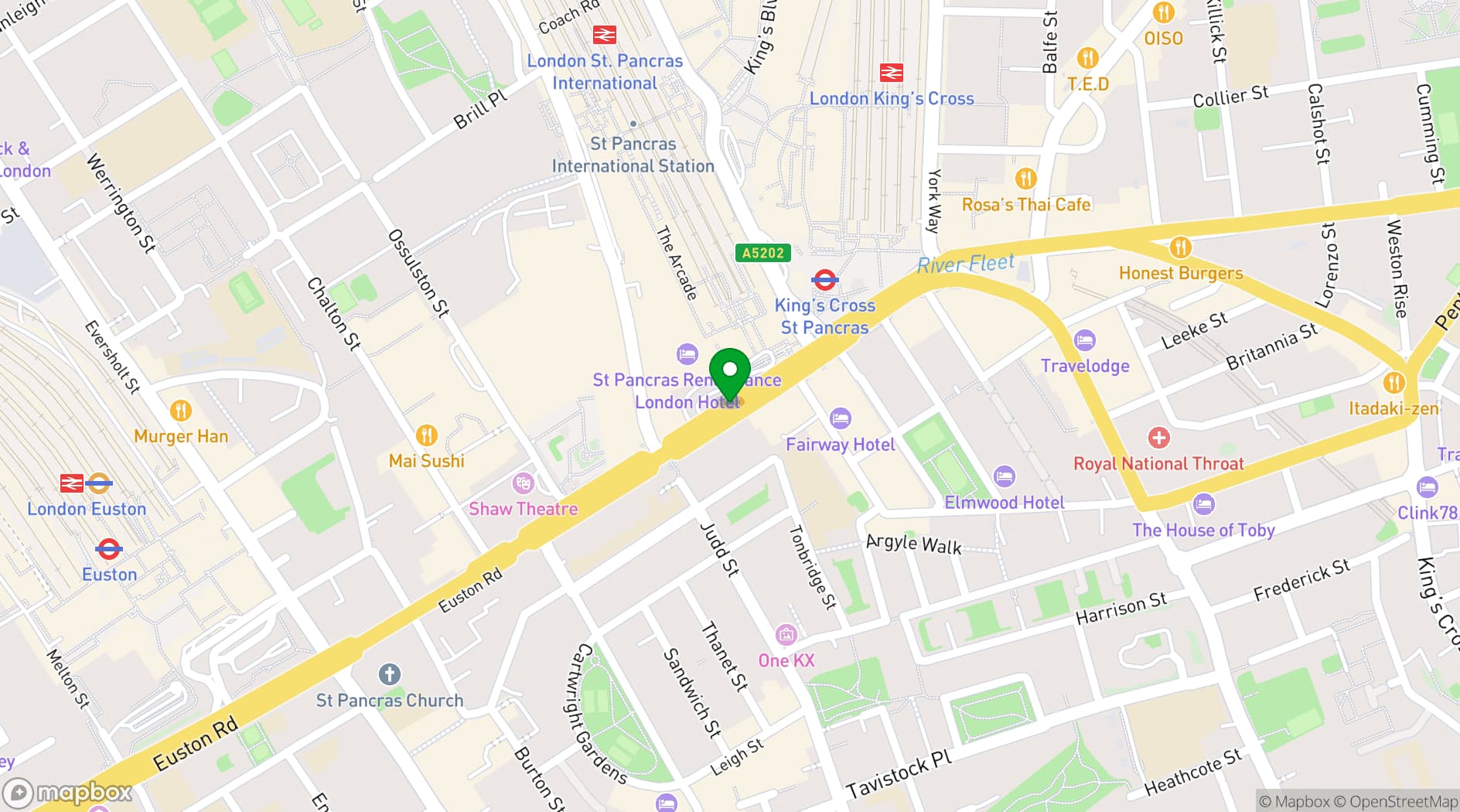 Map showing UNA King's Cross