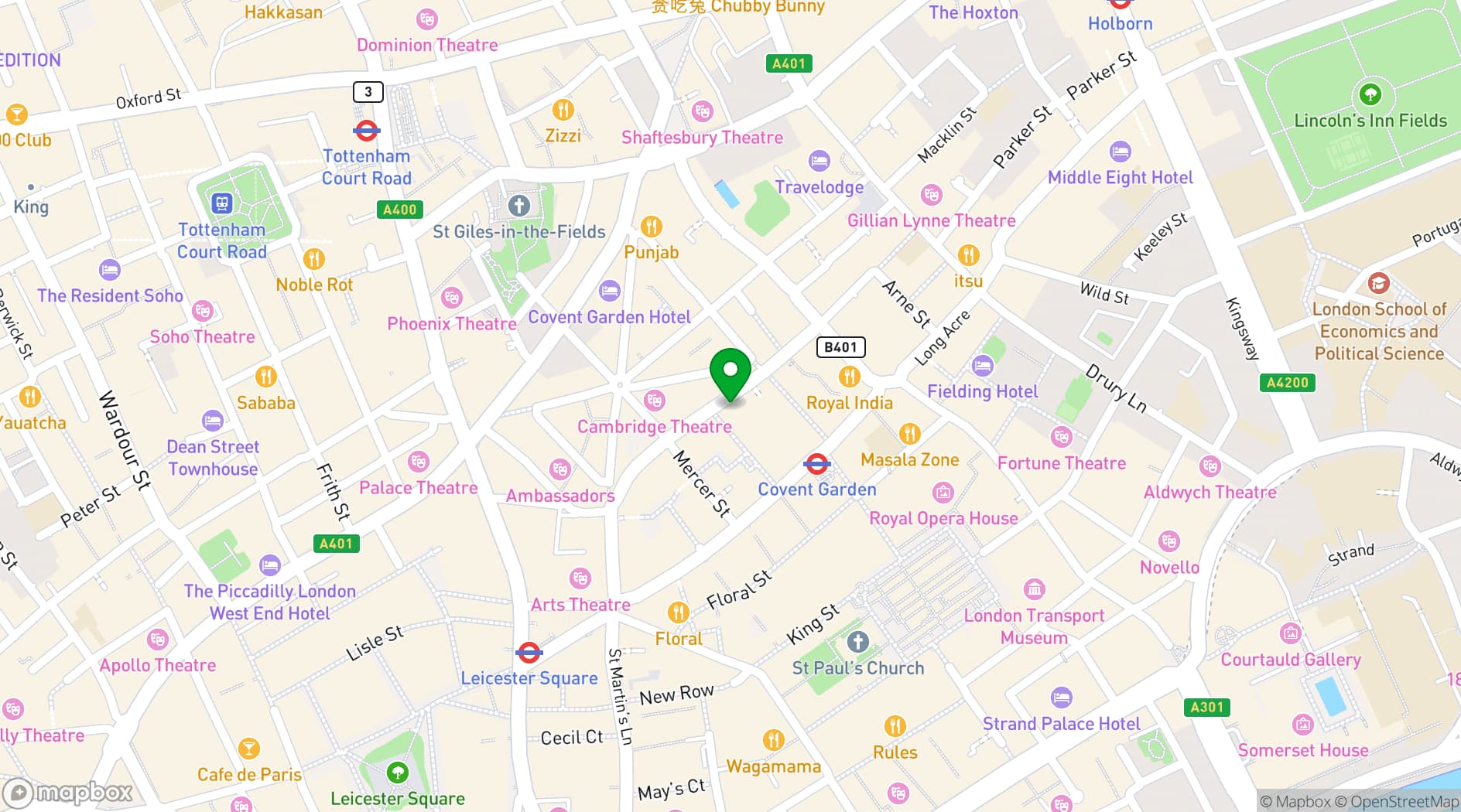 Map showing London Film School