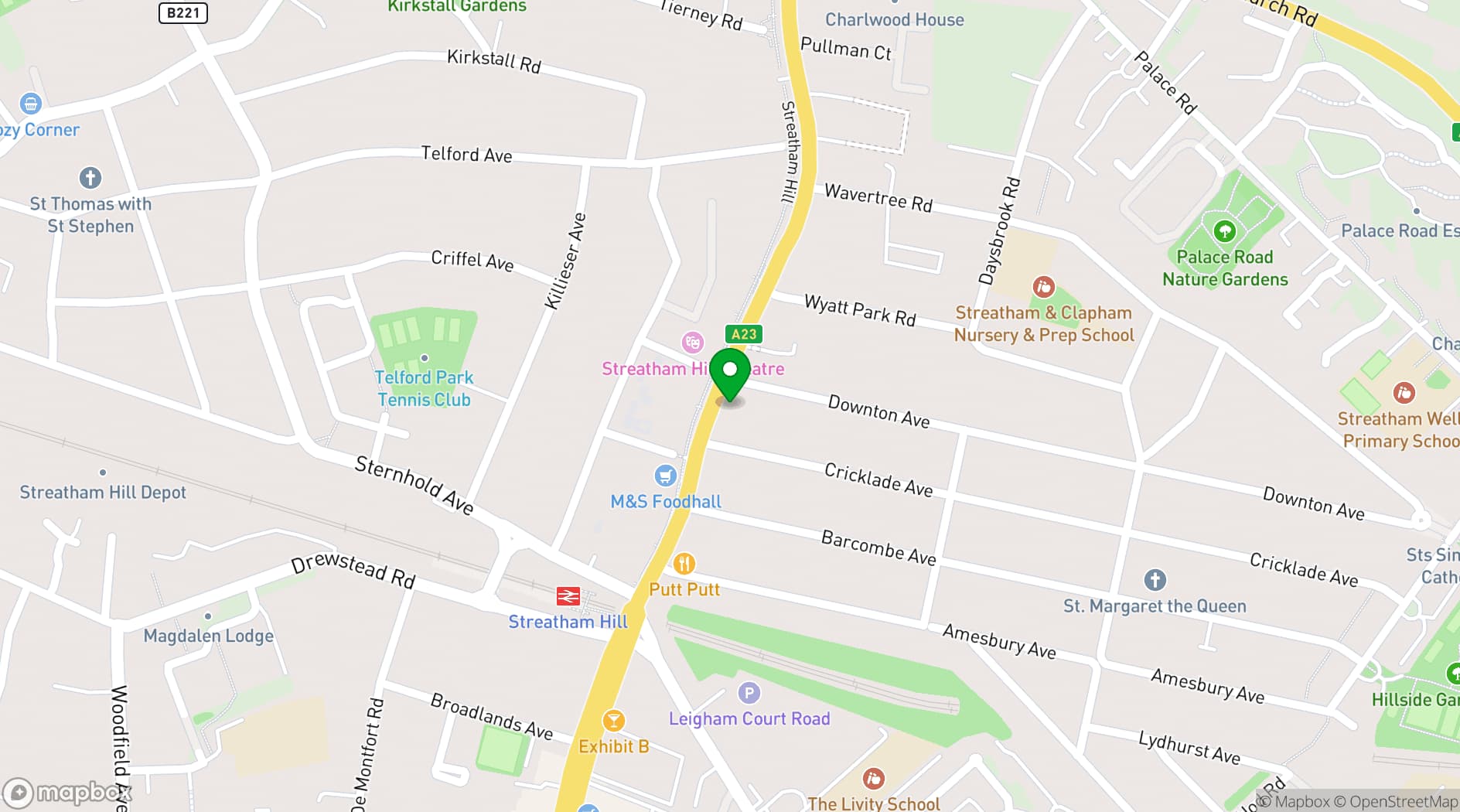 Map showing The Green Room at Cornercopa