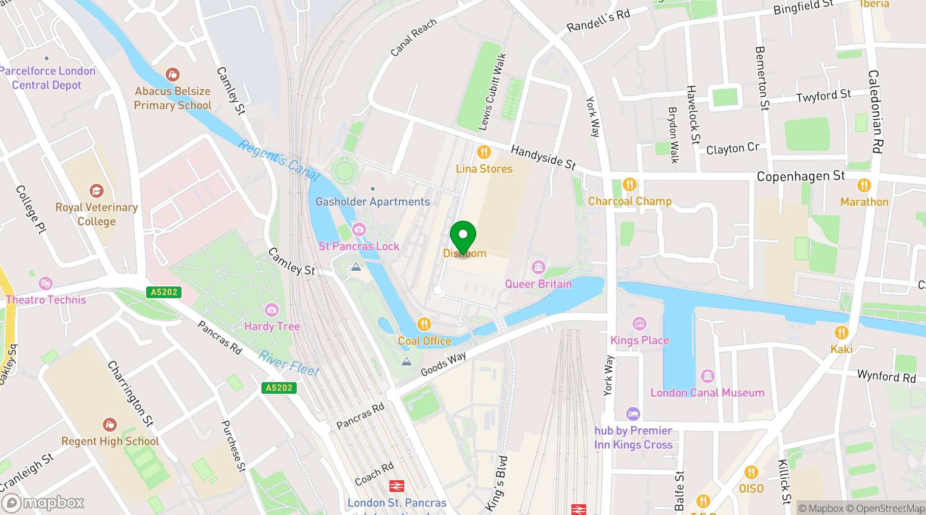 Map showing Granary Square Brasserie
