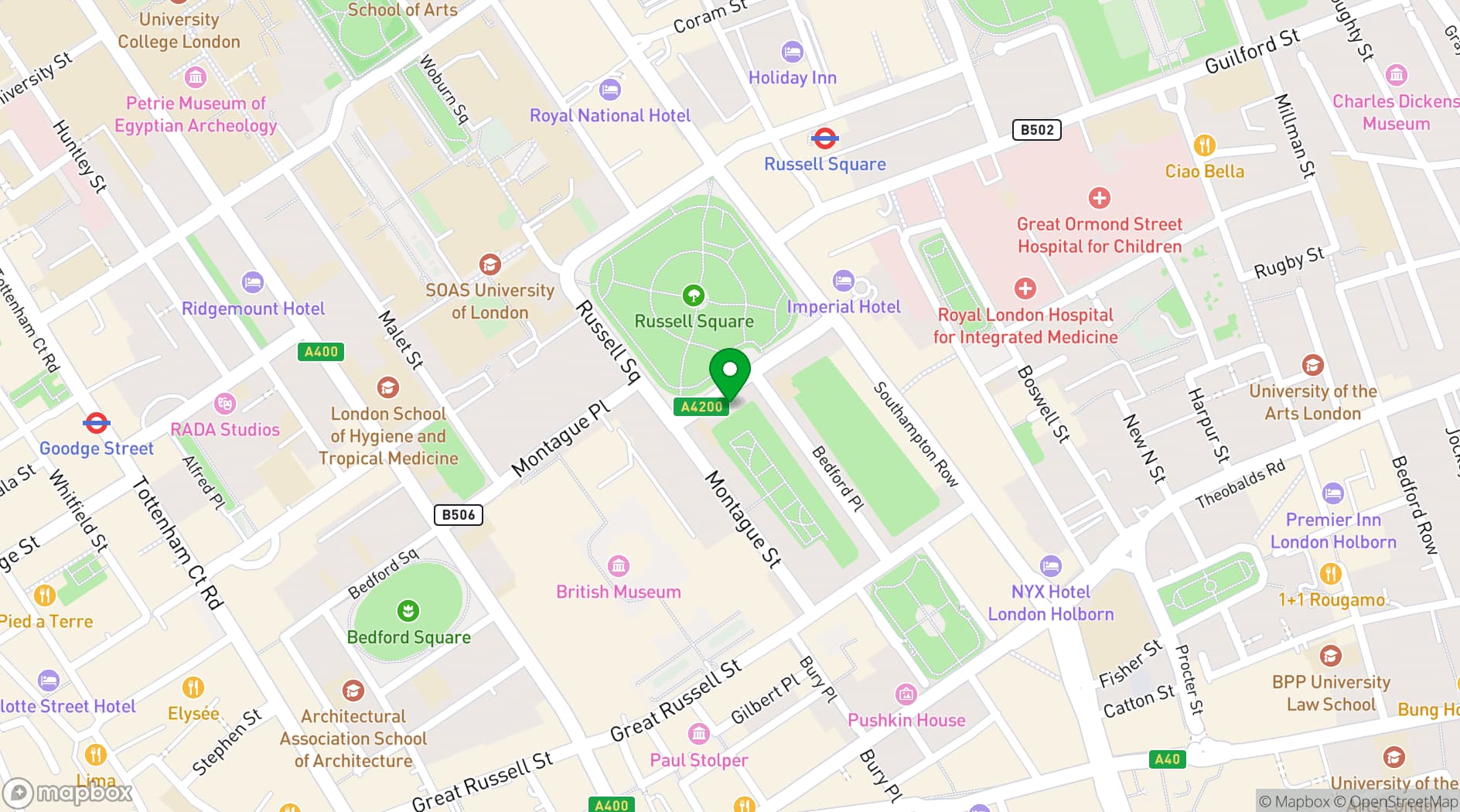 Map showing 48-49 Russell Square Meeting Rooms