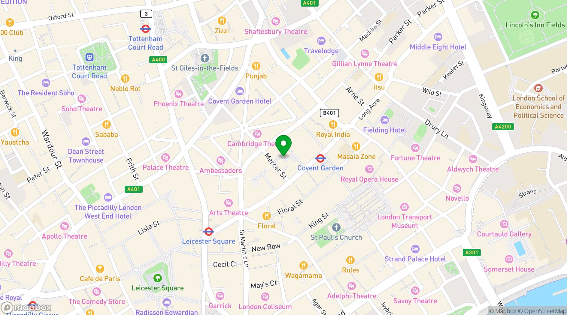 Map showing temper Covent Garden