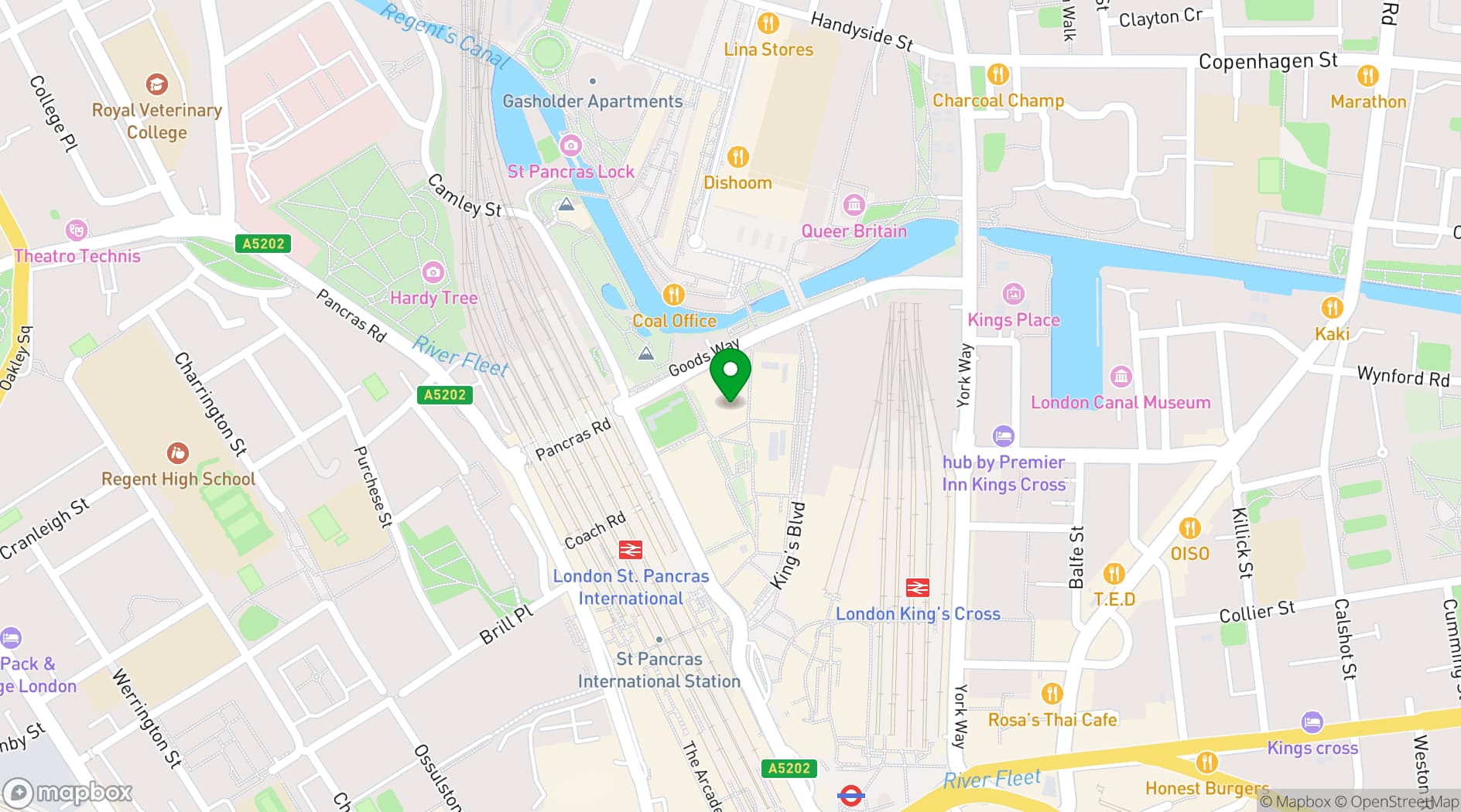 Map showing Hoppers King's Cross