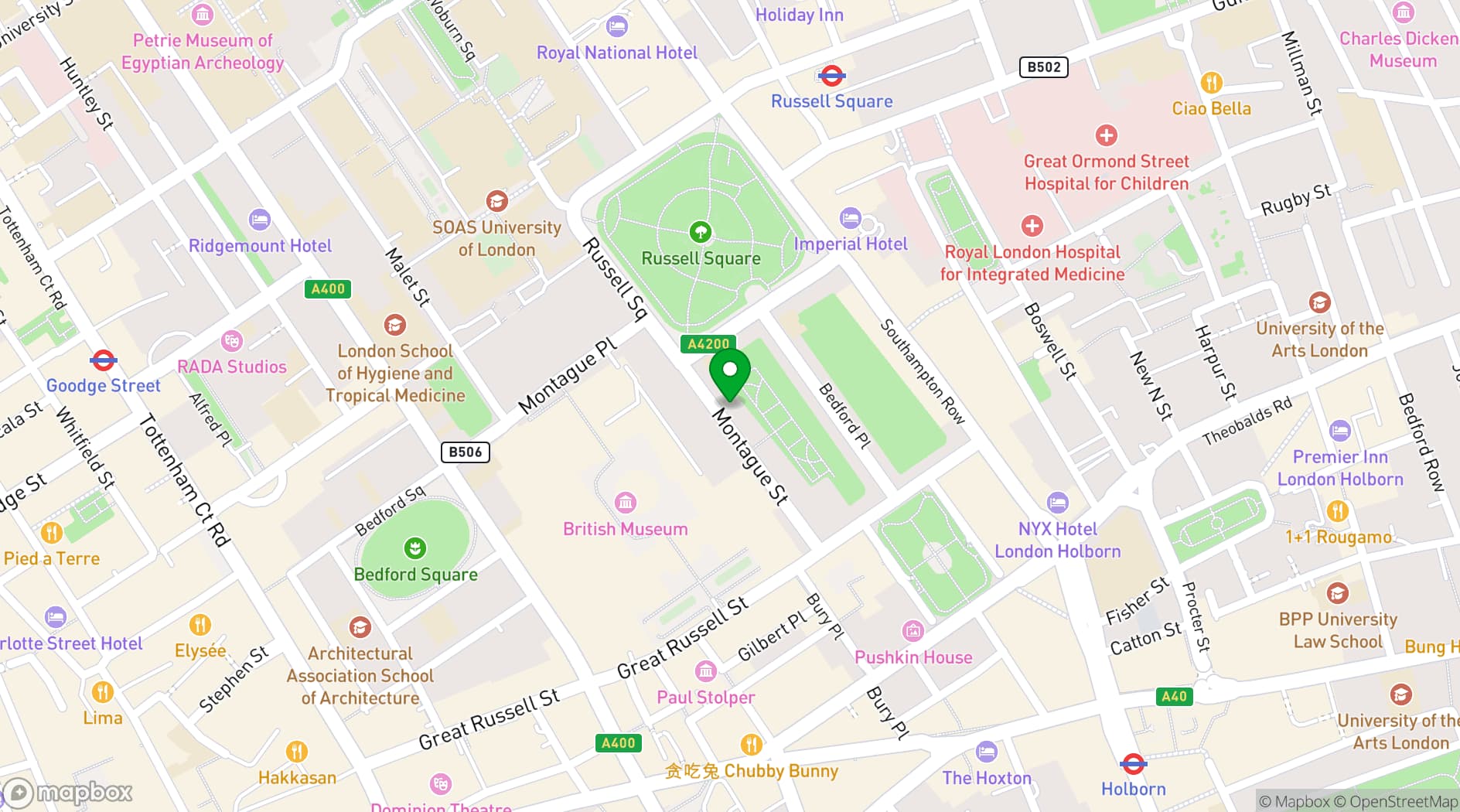 Map showing The Montague on the Gardens