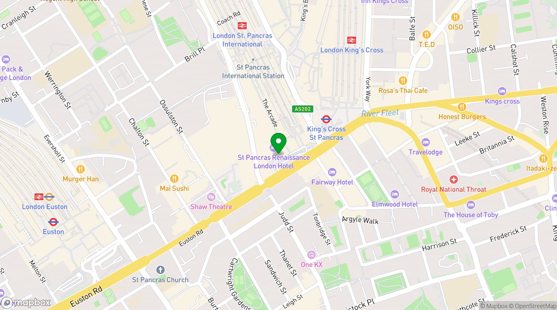 Map showing St. Pancras London