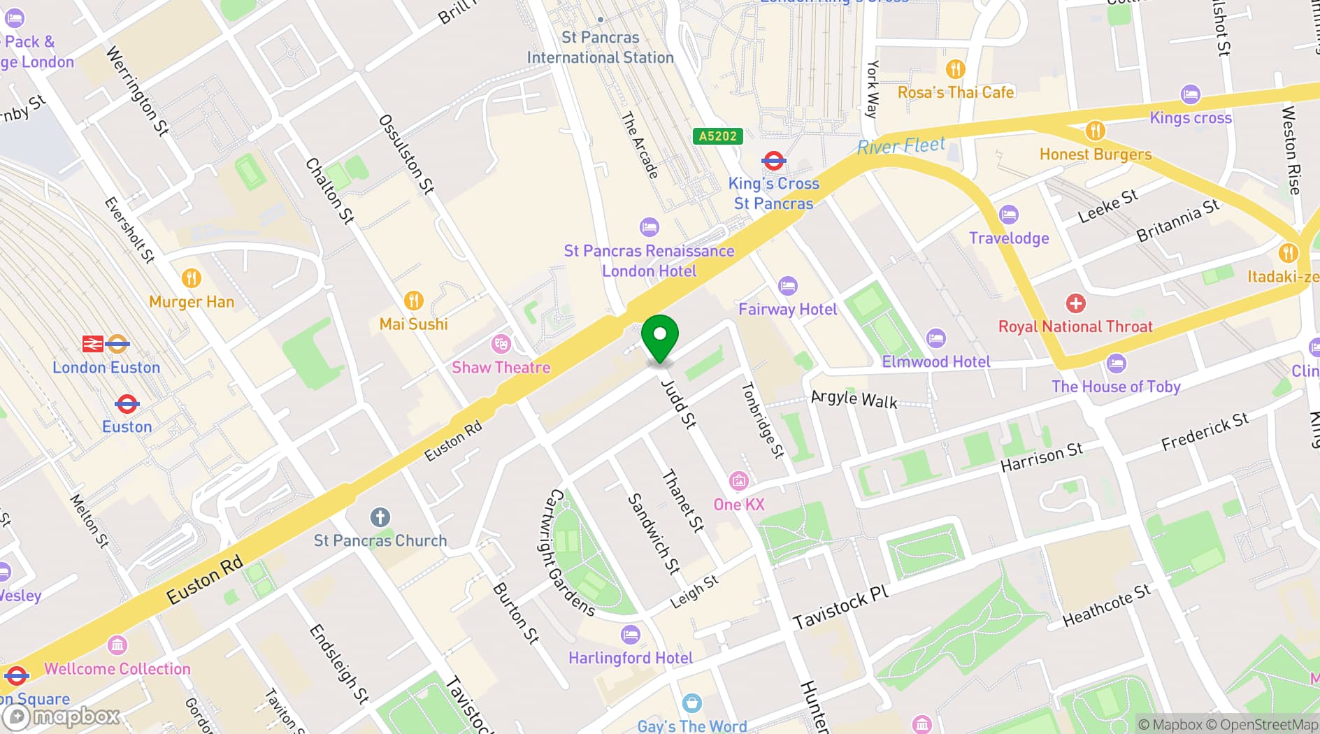 Map showing Town Hall Spaces