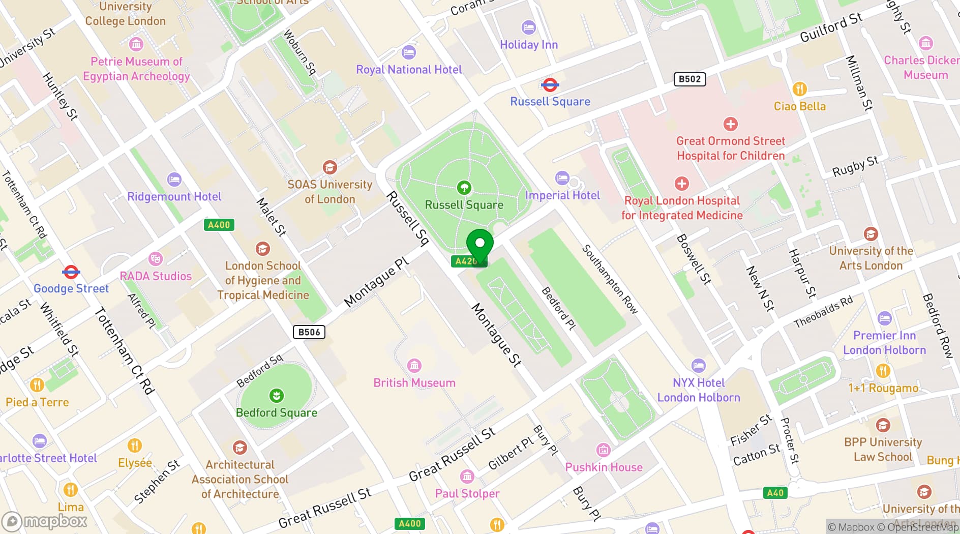 Map showing CIEE Global Institute London