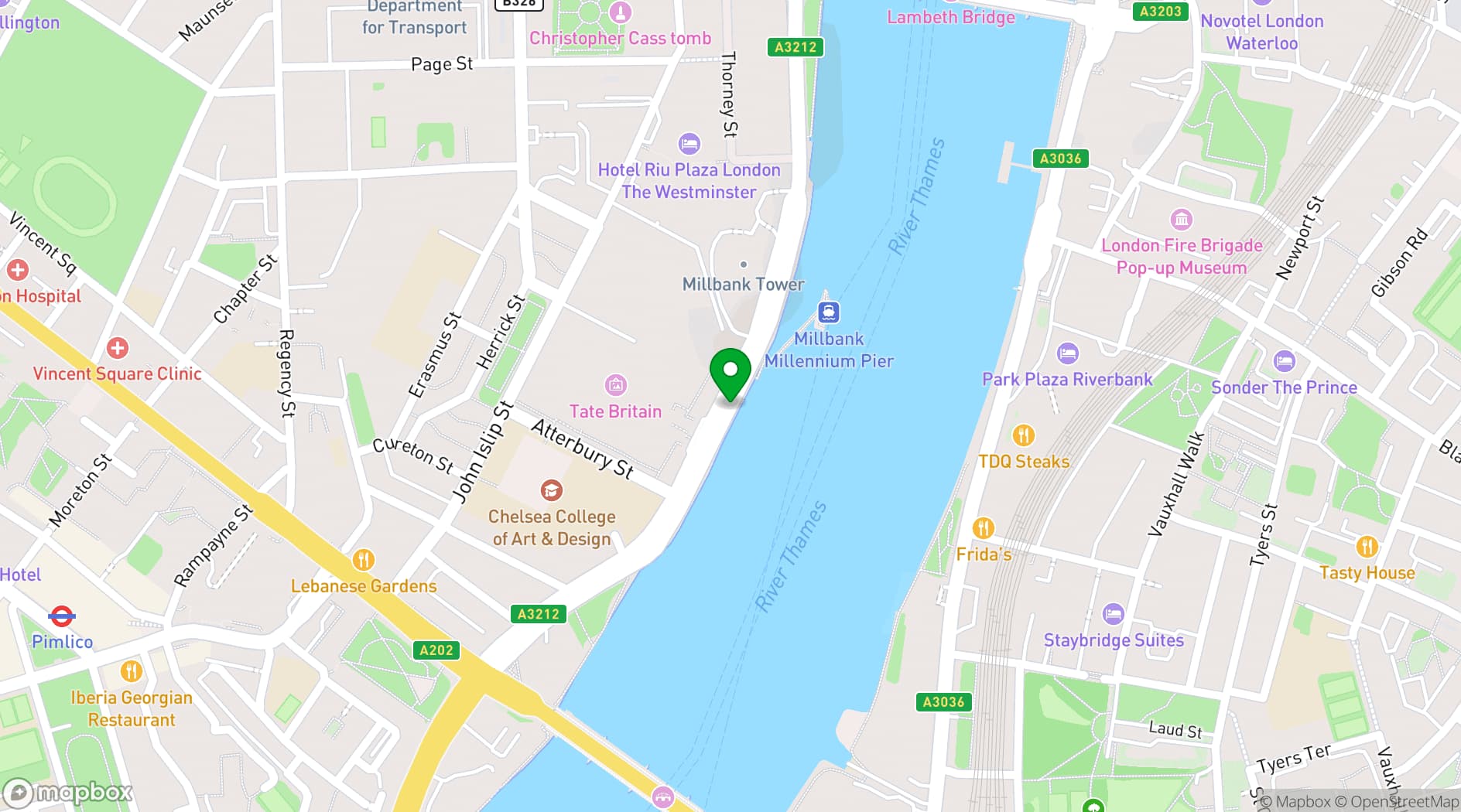 Map showing Tate Britain