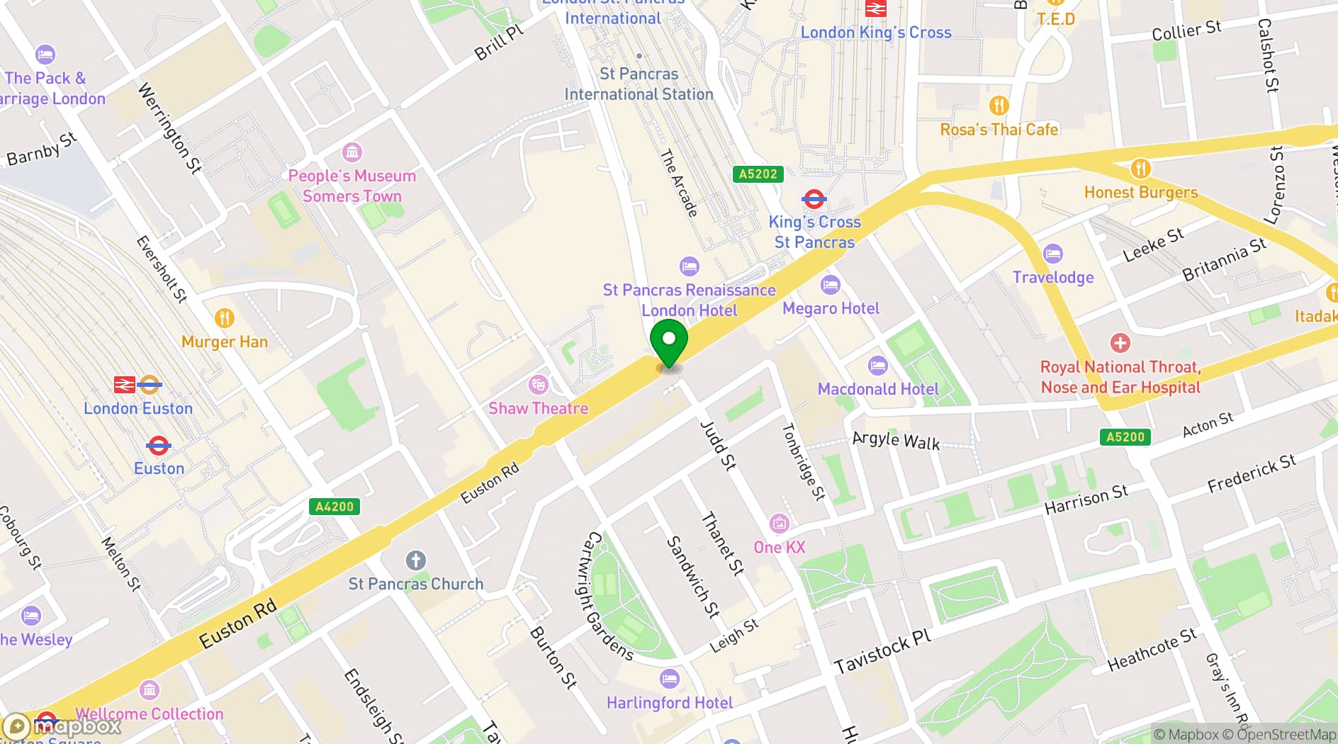 Map showing O'Neill's Kings Cross