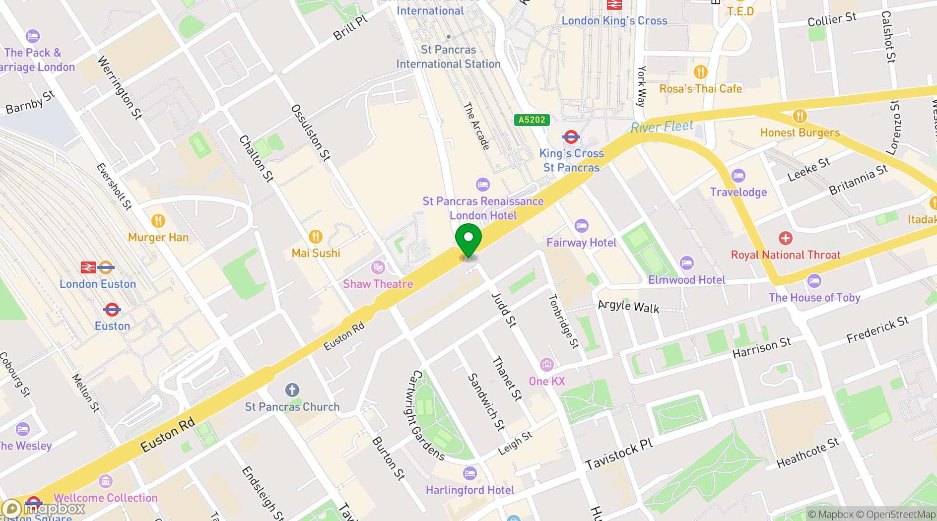 Map showing O'Neill's Kings Cross