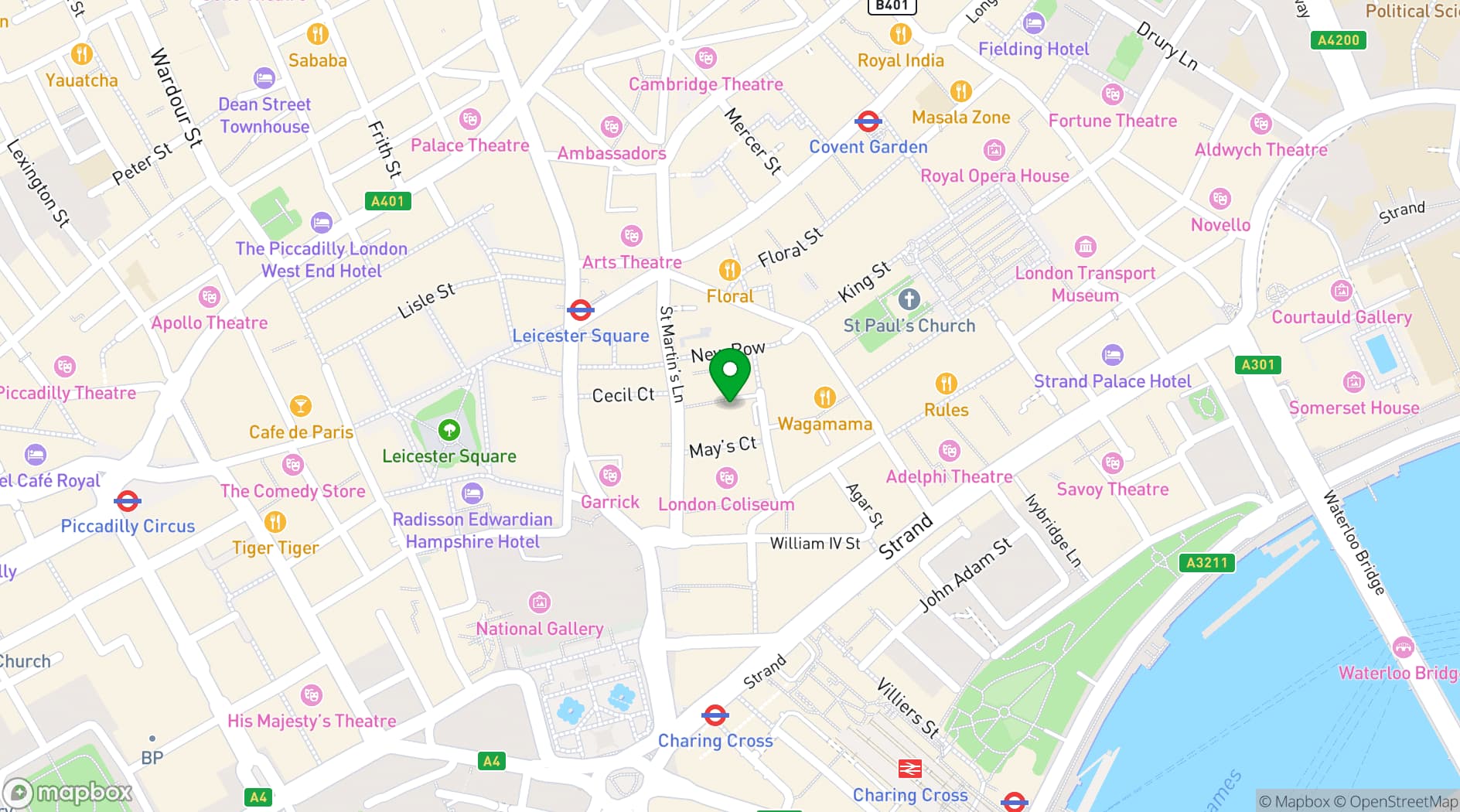 Map showing St Martins Lane