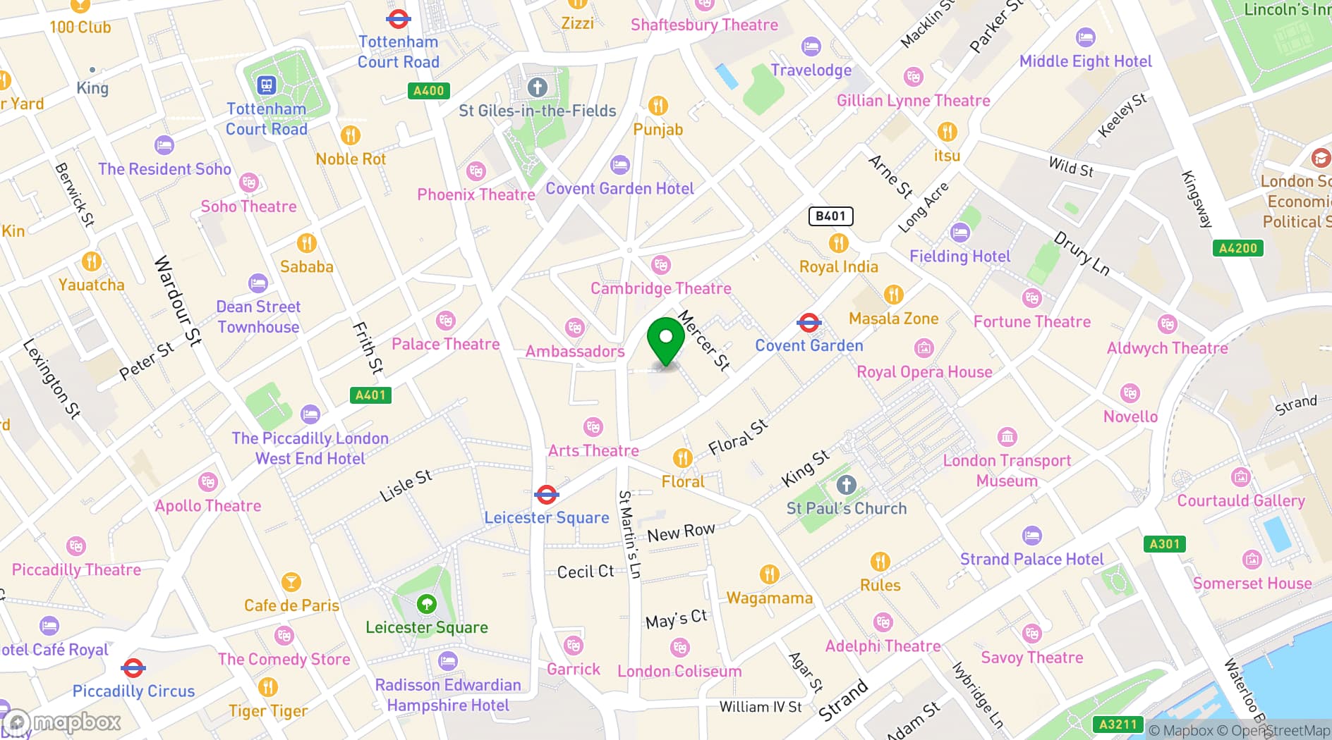 Map showing Rivvia Covent Garden
