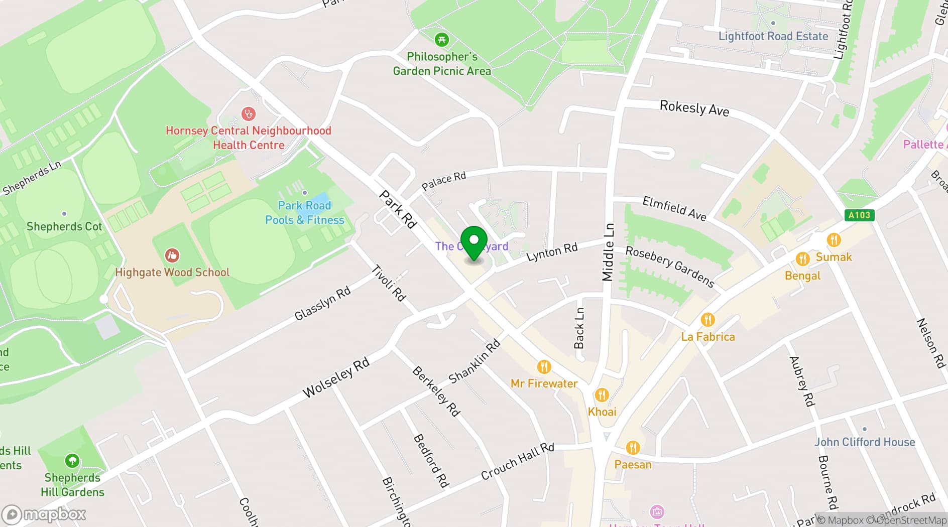 Map showing Sugarland Studios
