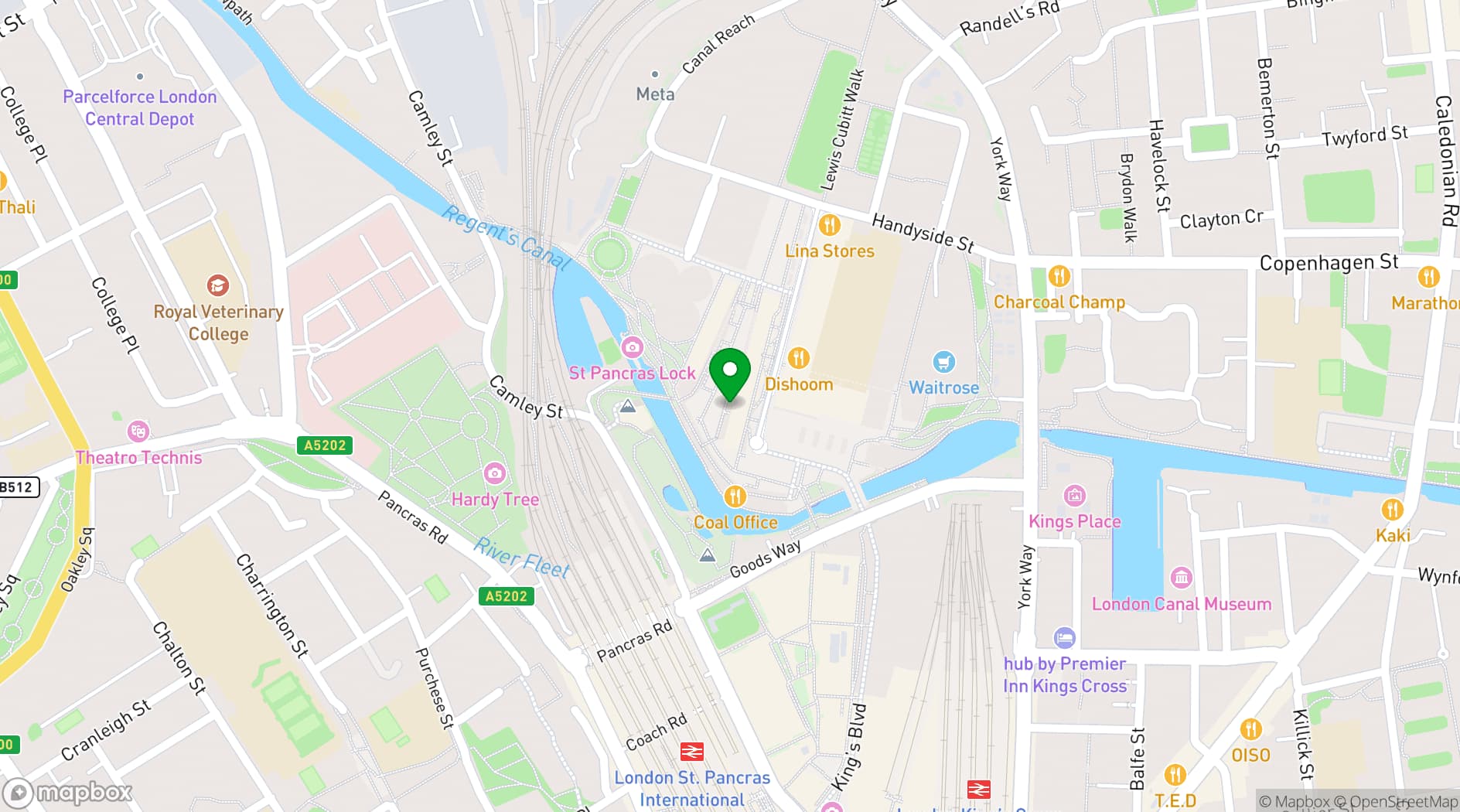 Map showing Barrafina Coal Drops Yard