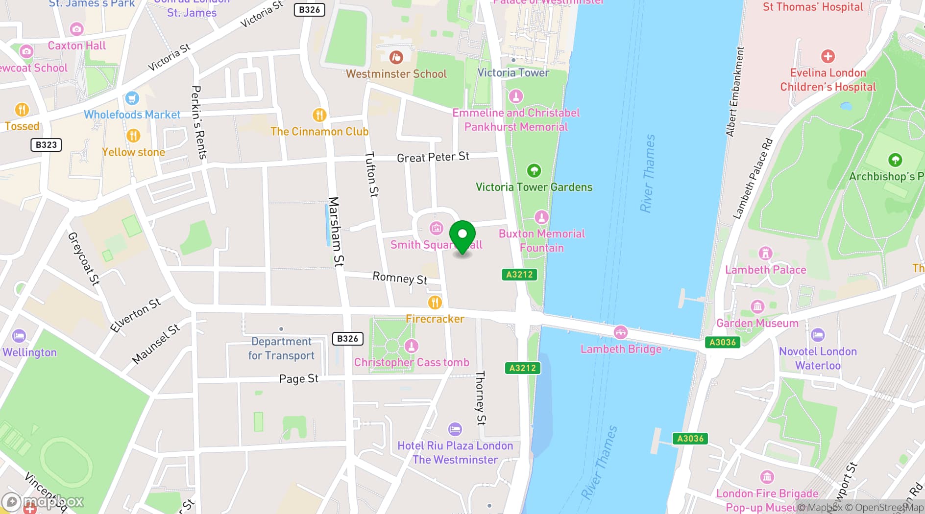 Map showing 18 Smith Square