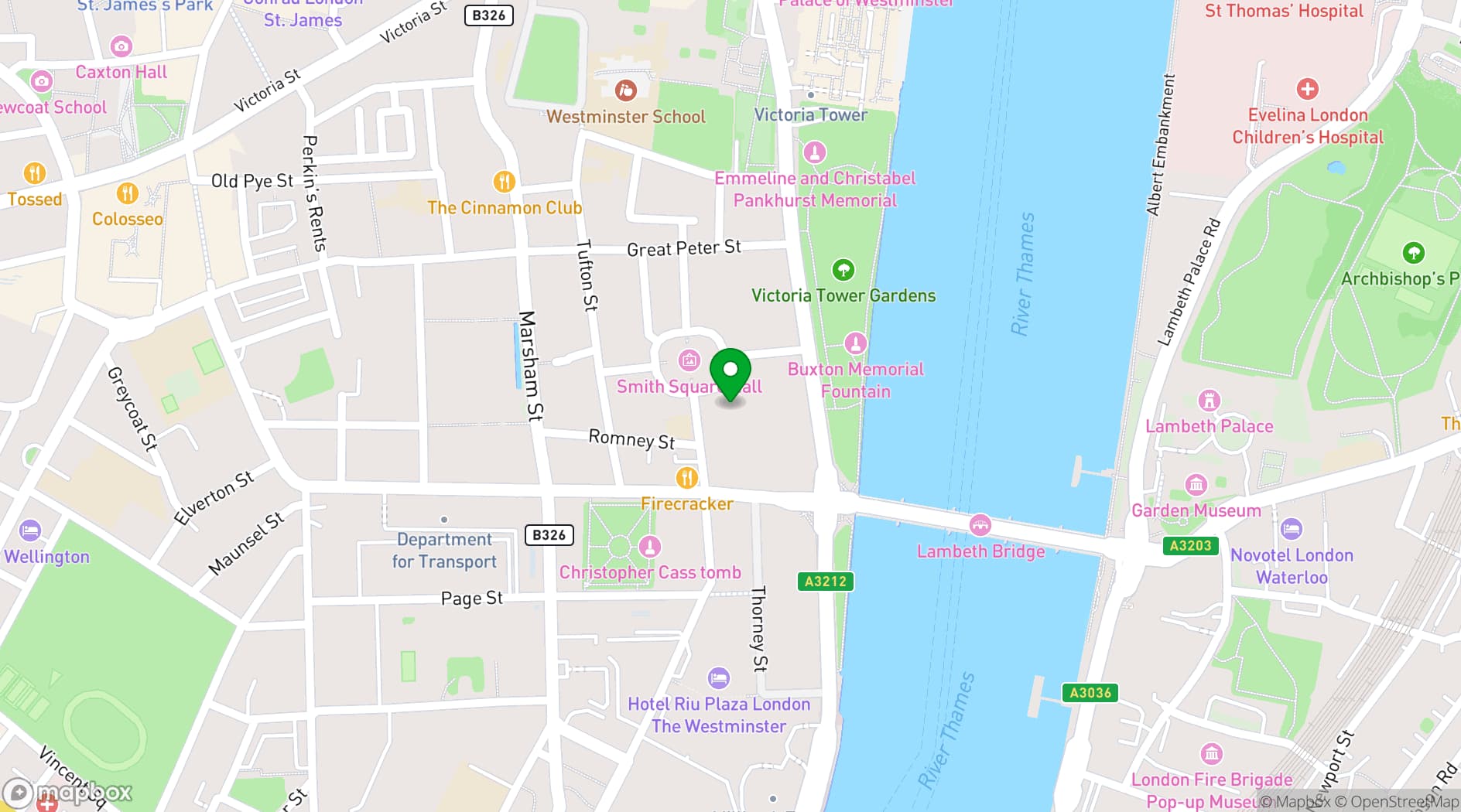 Map showing 18 Smith Square