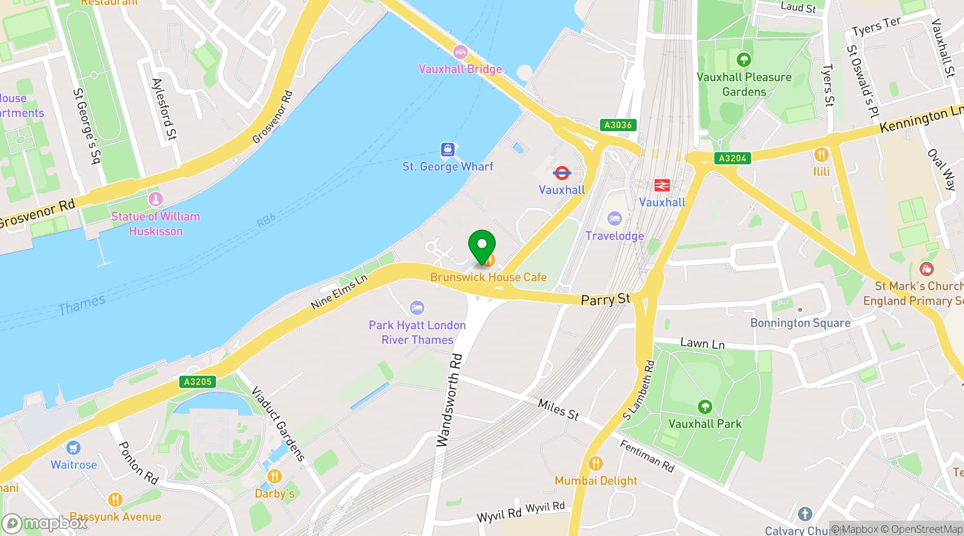 Map showing Brunswick House