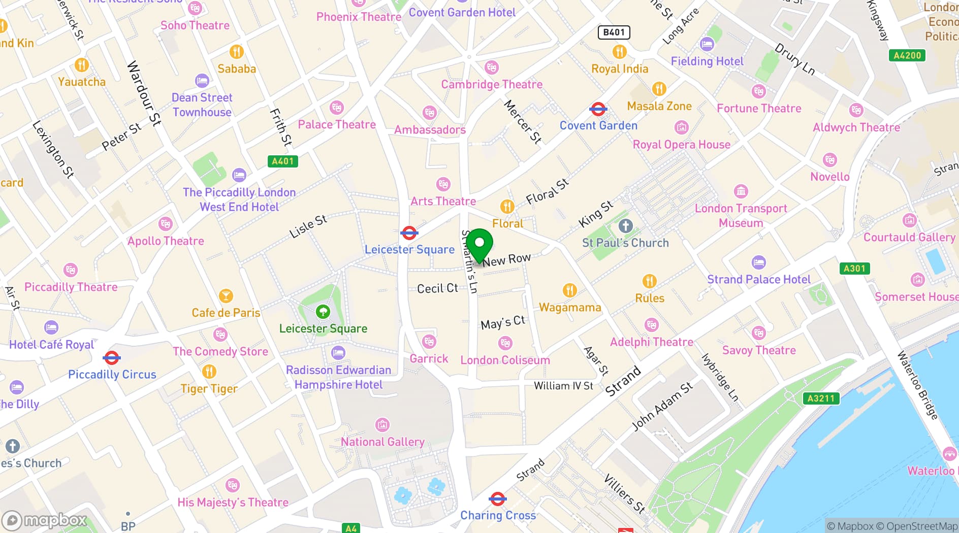 Map showing Mr Fogg's Gin Parlour