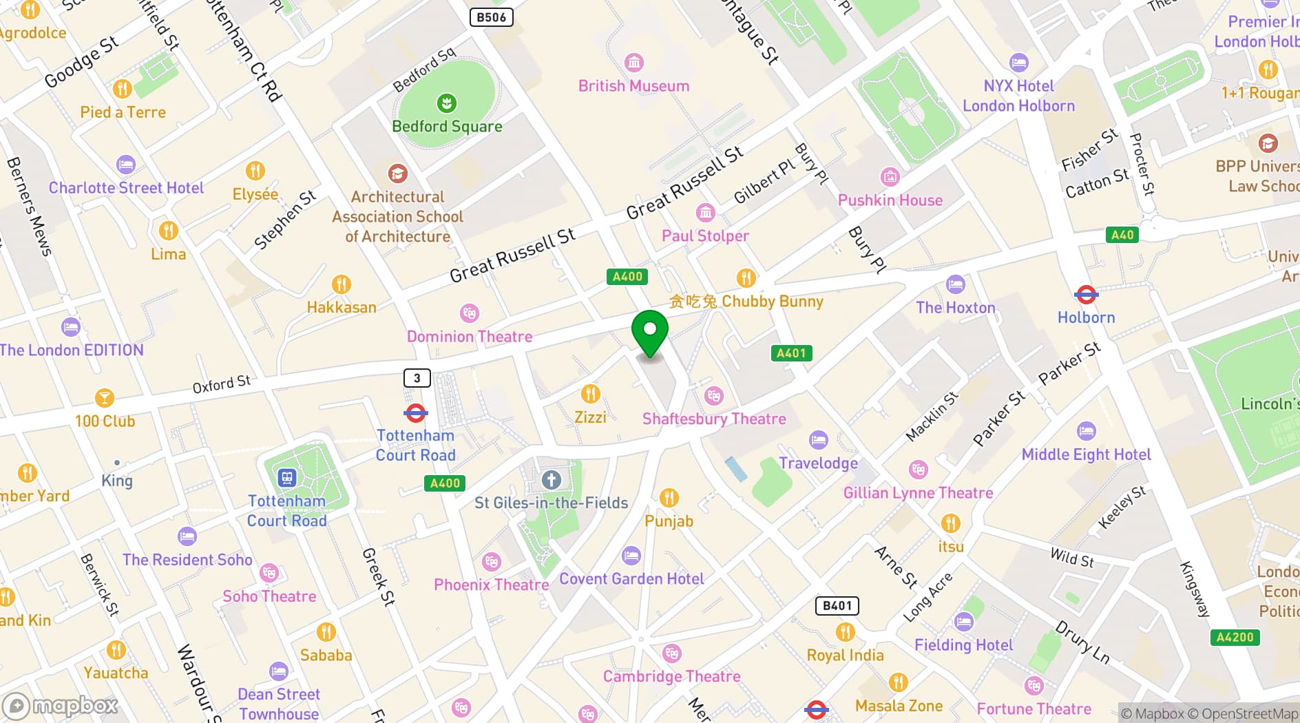 Map showing Bloomsbury Central Baptist Church