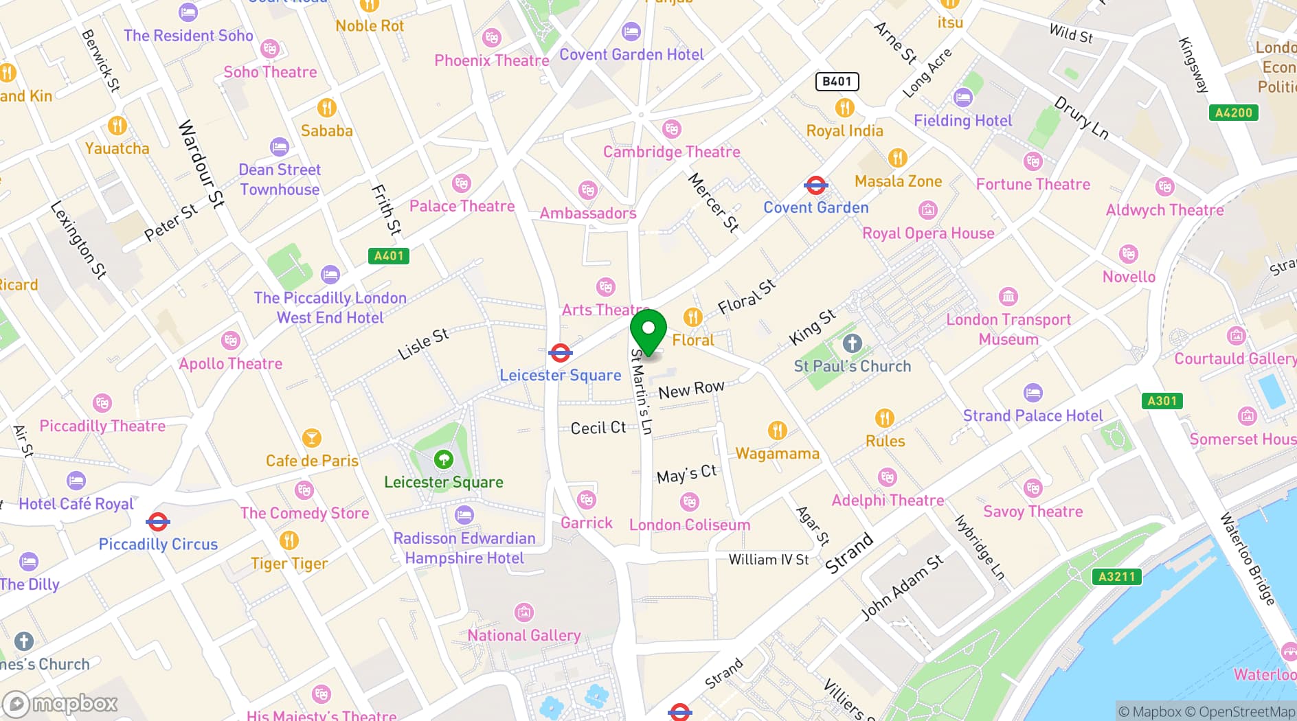 Map showing The Alchemist St Martins Lane