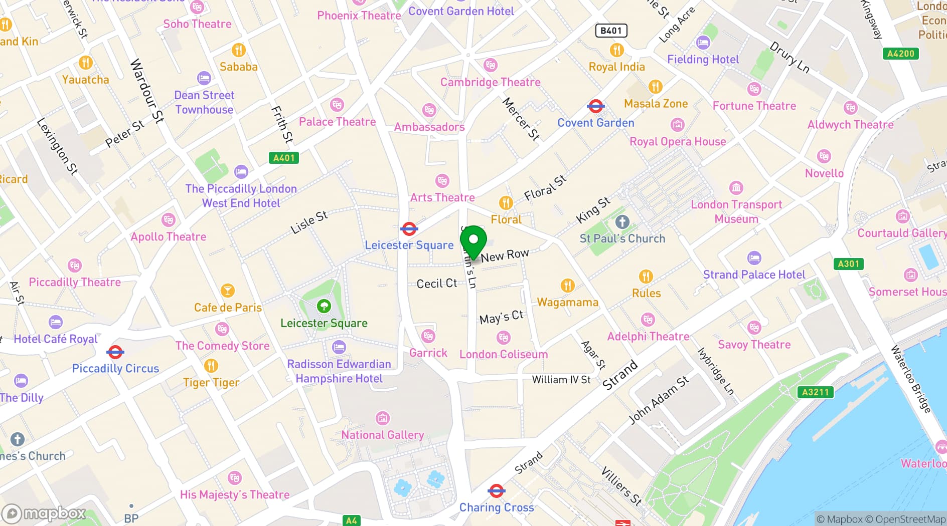 Map showing Mr Fogg's Tavern