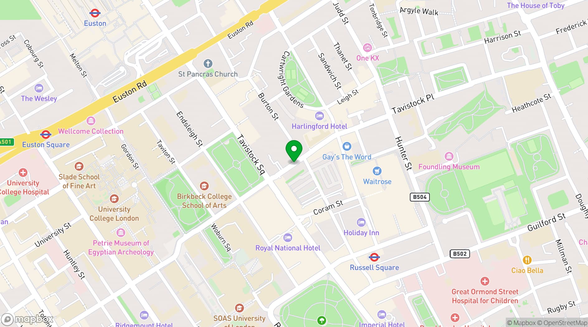Map showing Mary Ward House