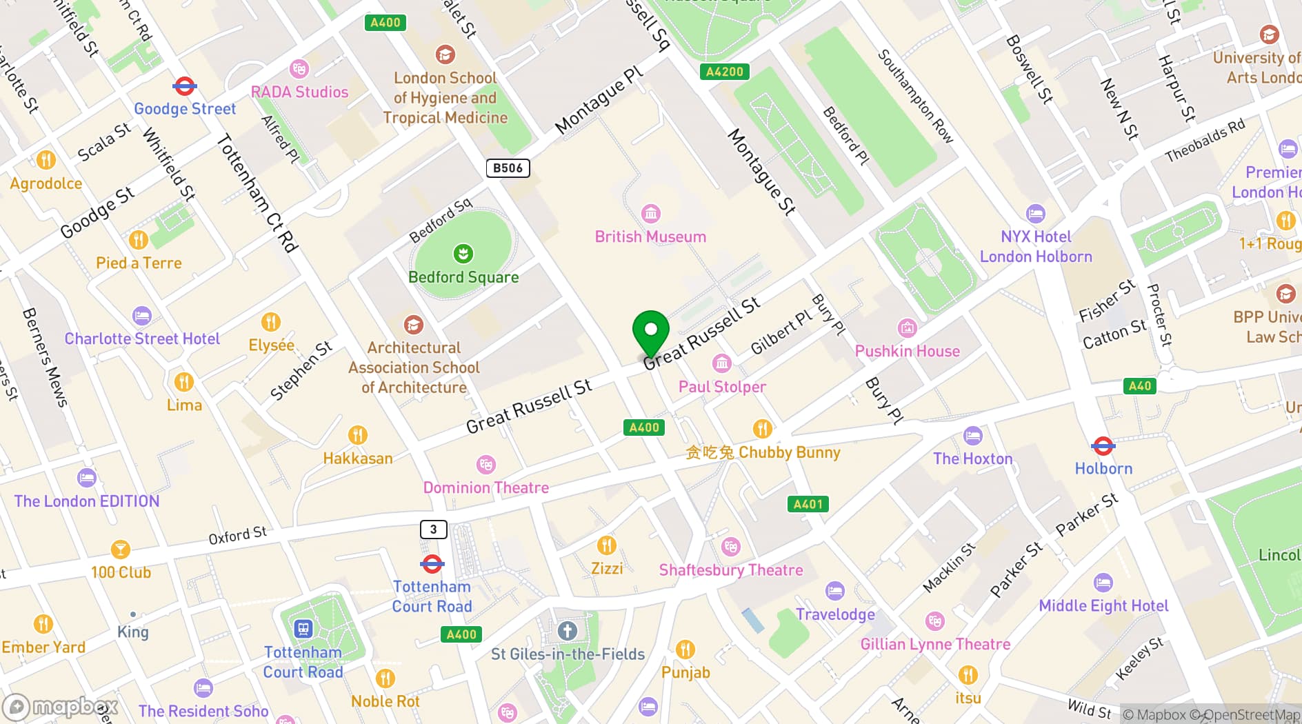 Map showing The British Museum