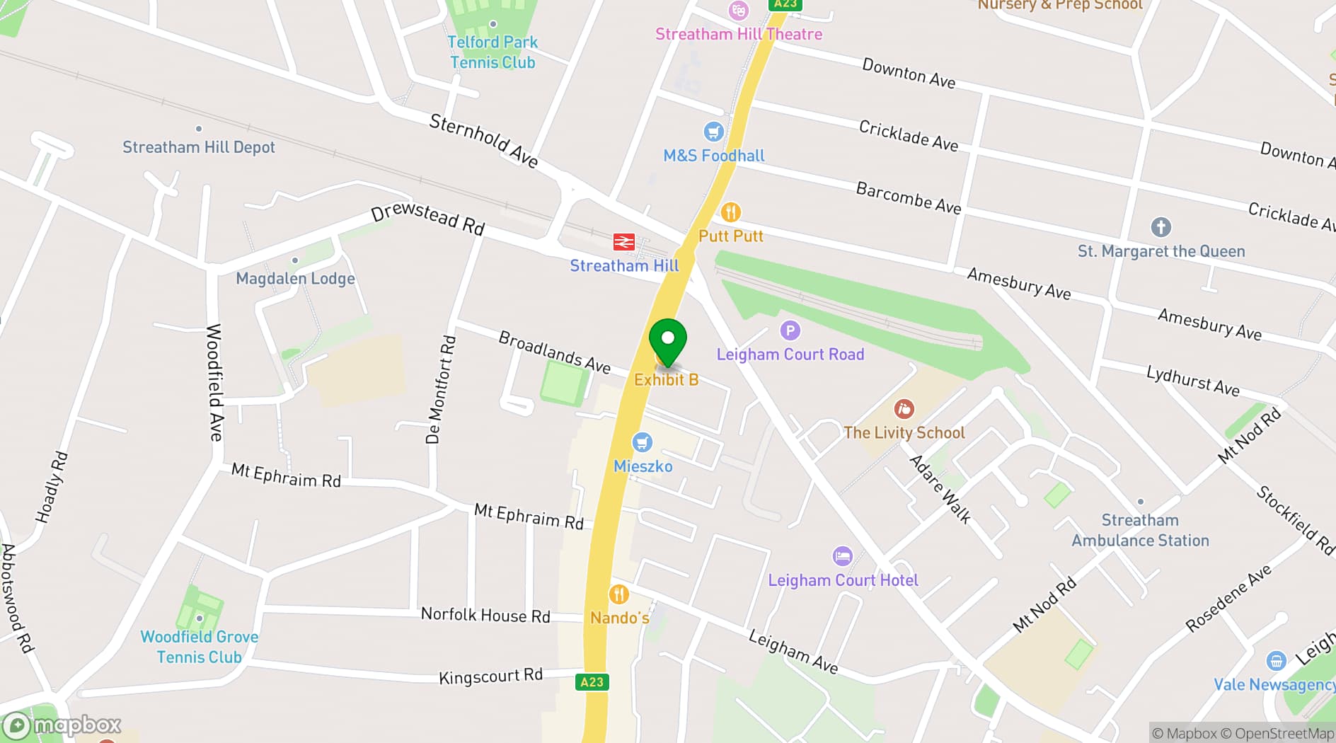 Map showing SW16 Bar and Kitchen 
