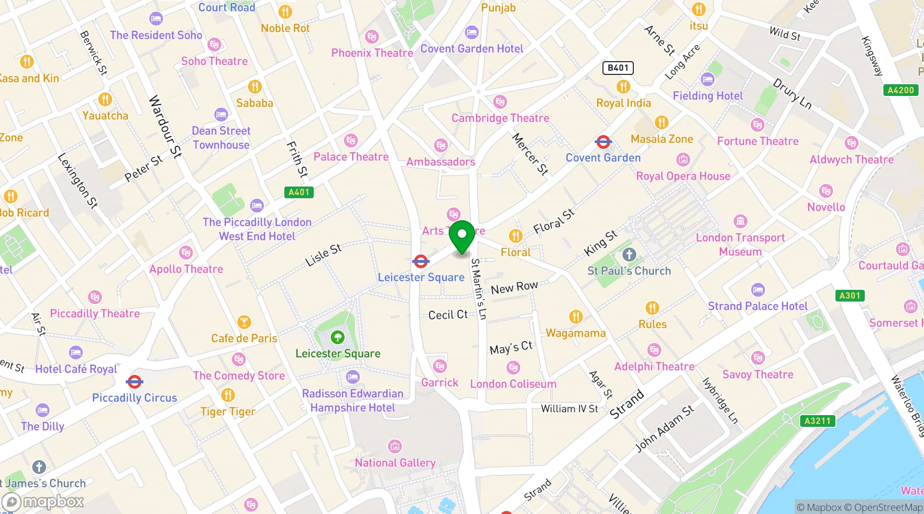 Map showing Mildreds Covent Garden