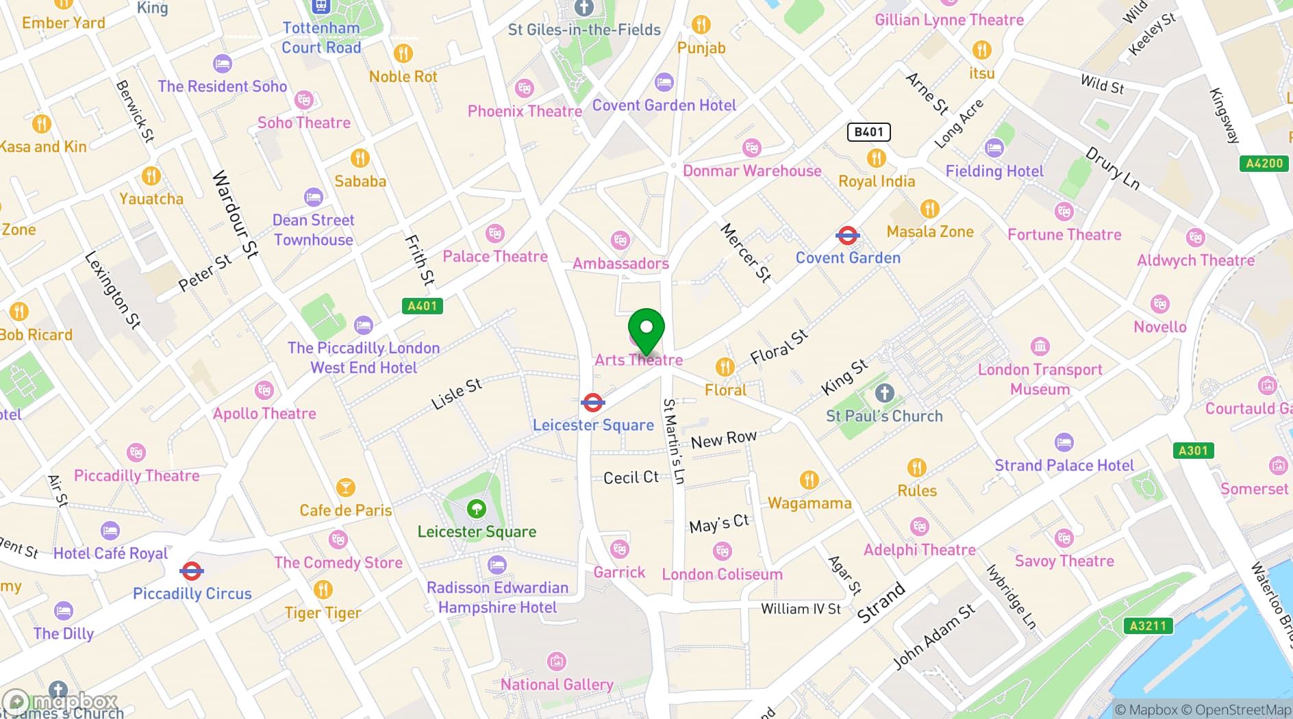 Map showing The Factory (Arts Theatre)