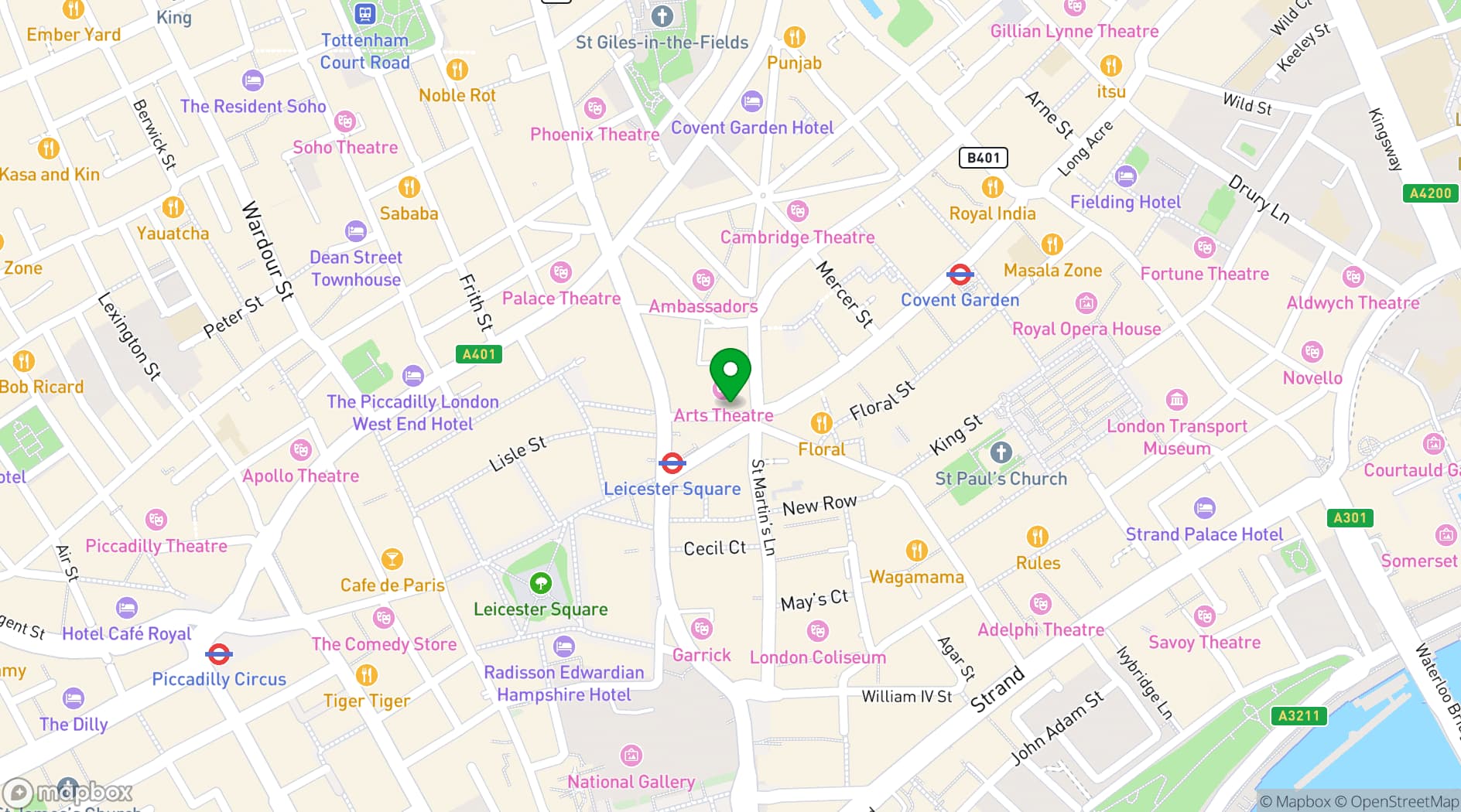 Map showing Enish Restaurant & Lounge Covent Garden