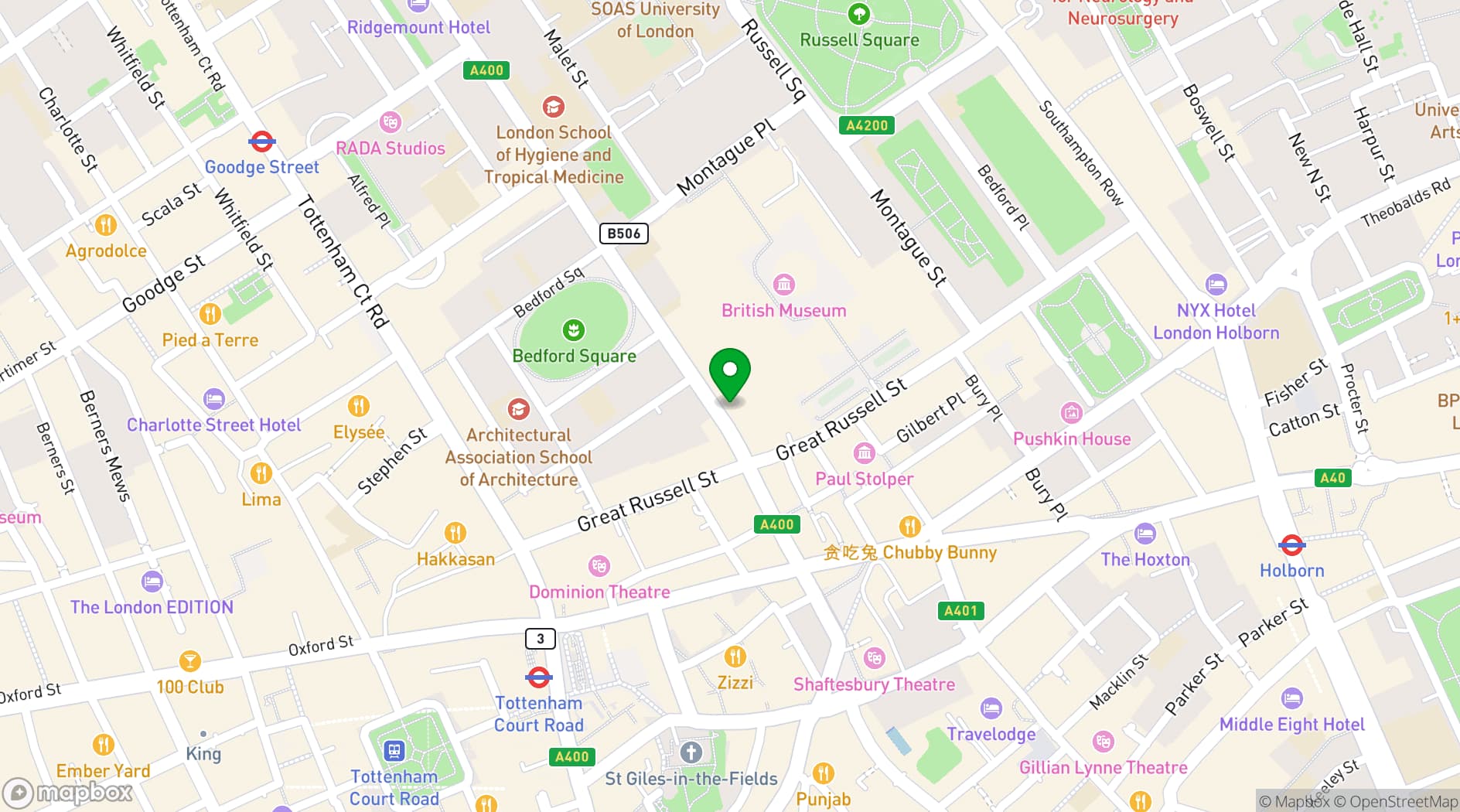 Map showing 34 Bloomsbury