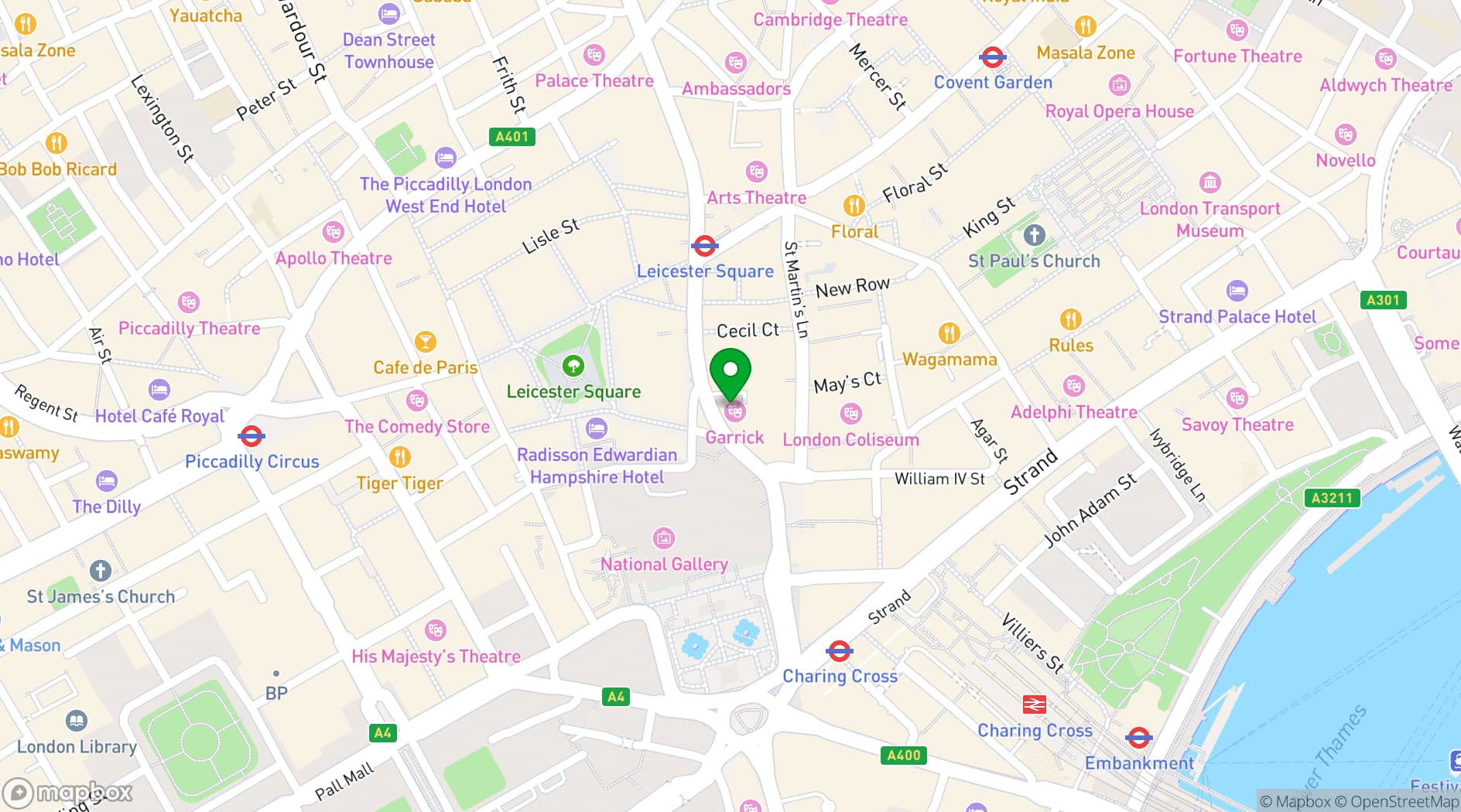 Map showing Garrick Theatre