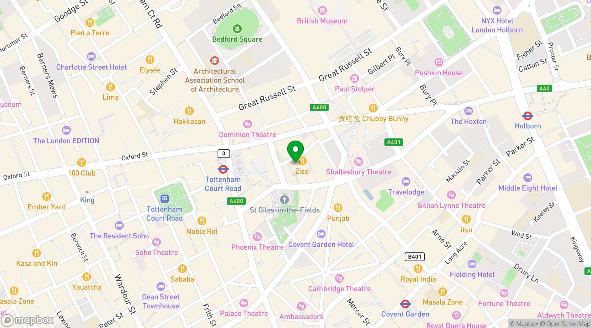 Map showing Cabana St Giles