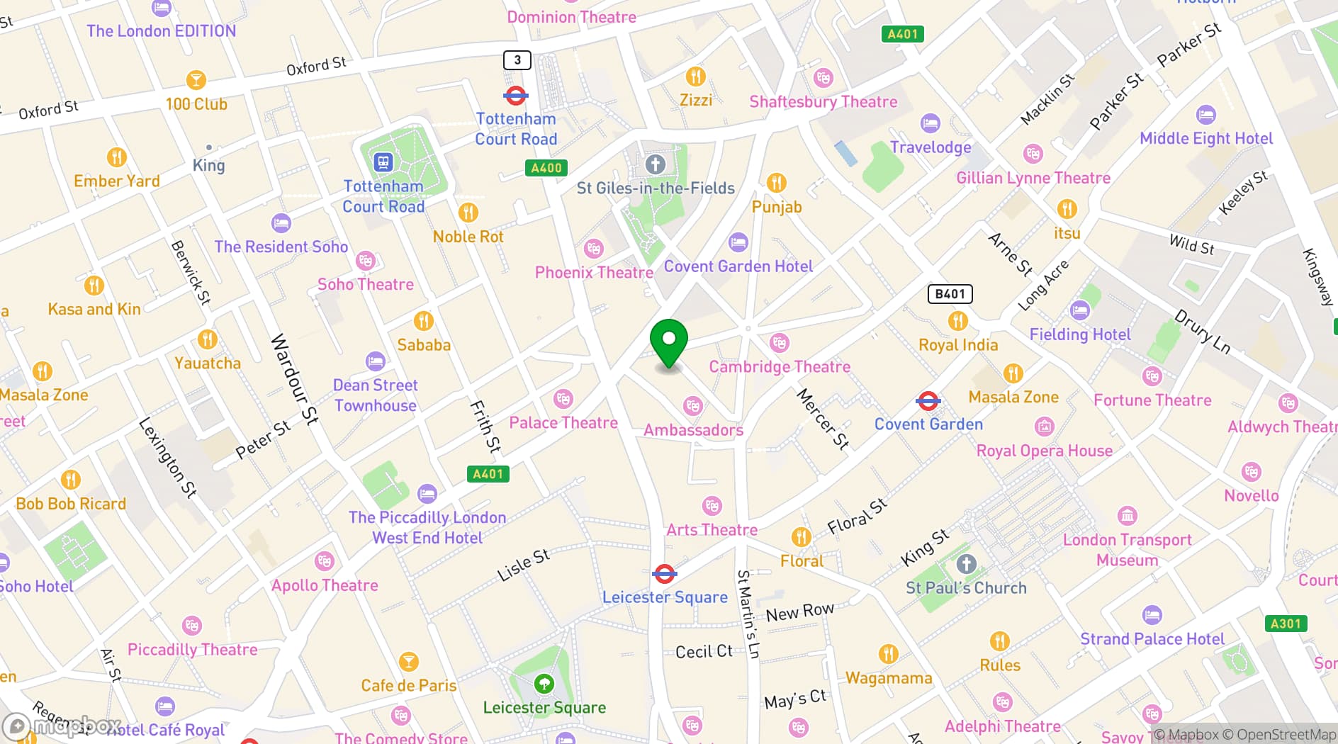 Map showing London Youth Theatre Studios