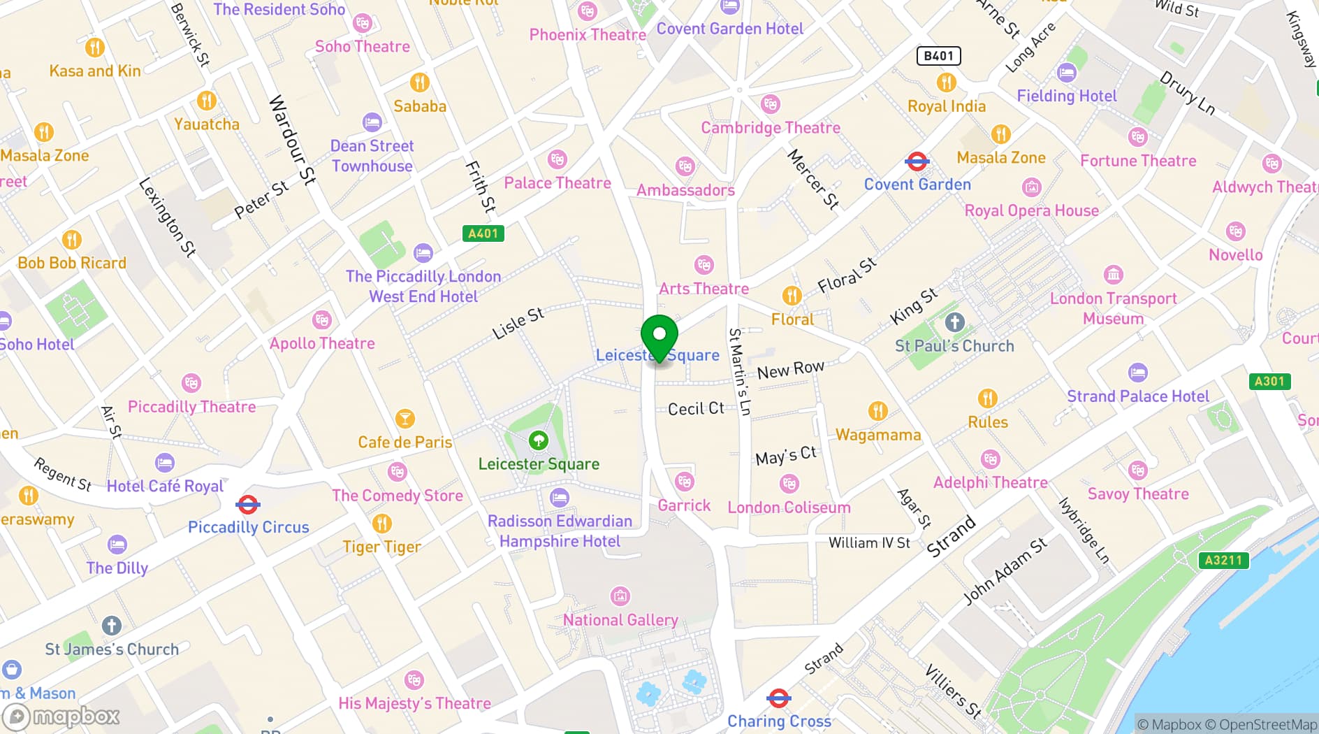 Map showing Wyndham's Theatre