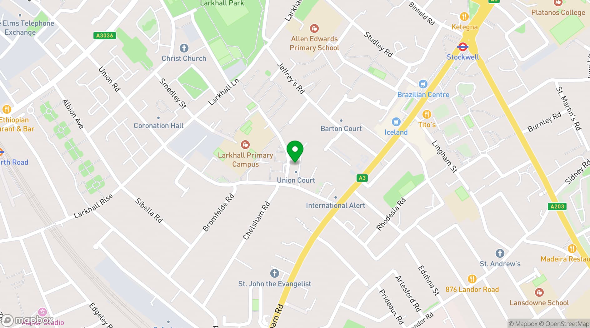 Map showing Union Court