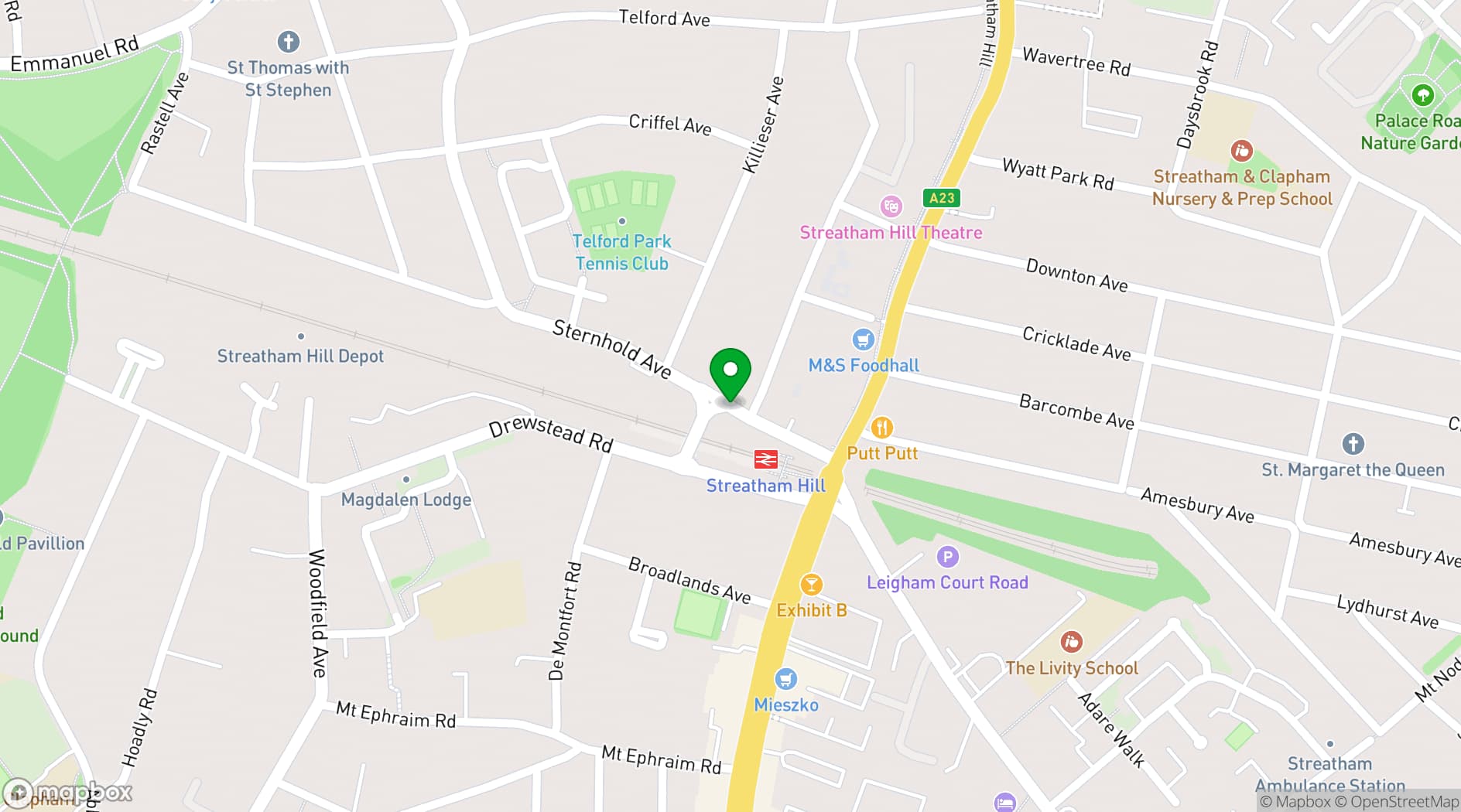 Map showing Streatham Space Project