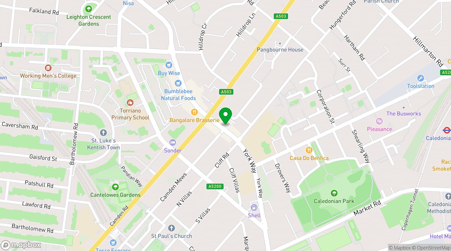 Map showing DNA VR Camden