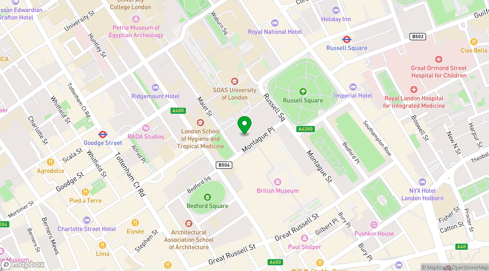 Map showing Beveridge Hall