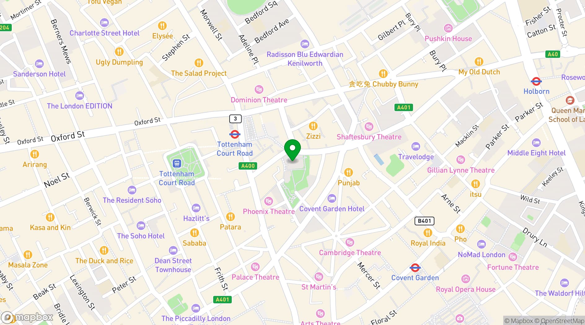 Map showing St Giles-in-the-Fields