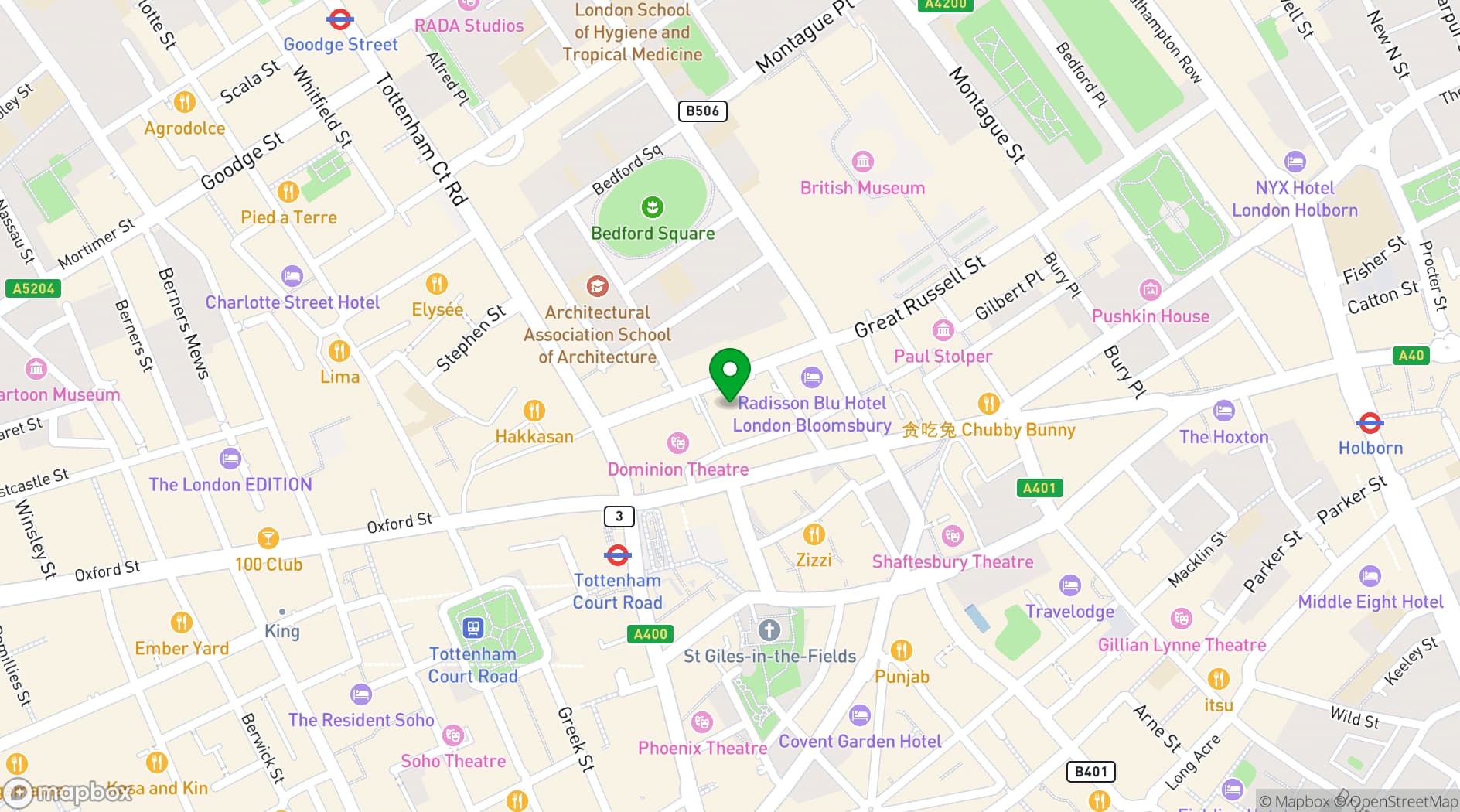 Map showing The Bloomsbury