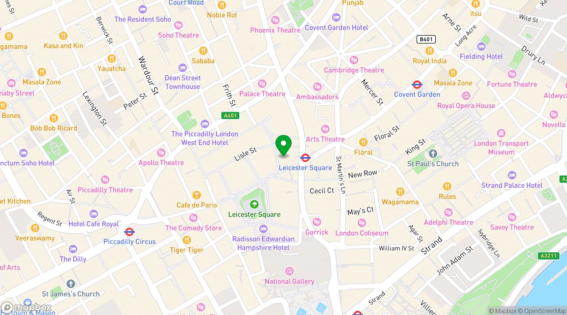 Map showing The Hippodrome Casino