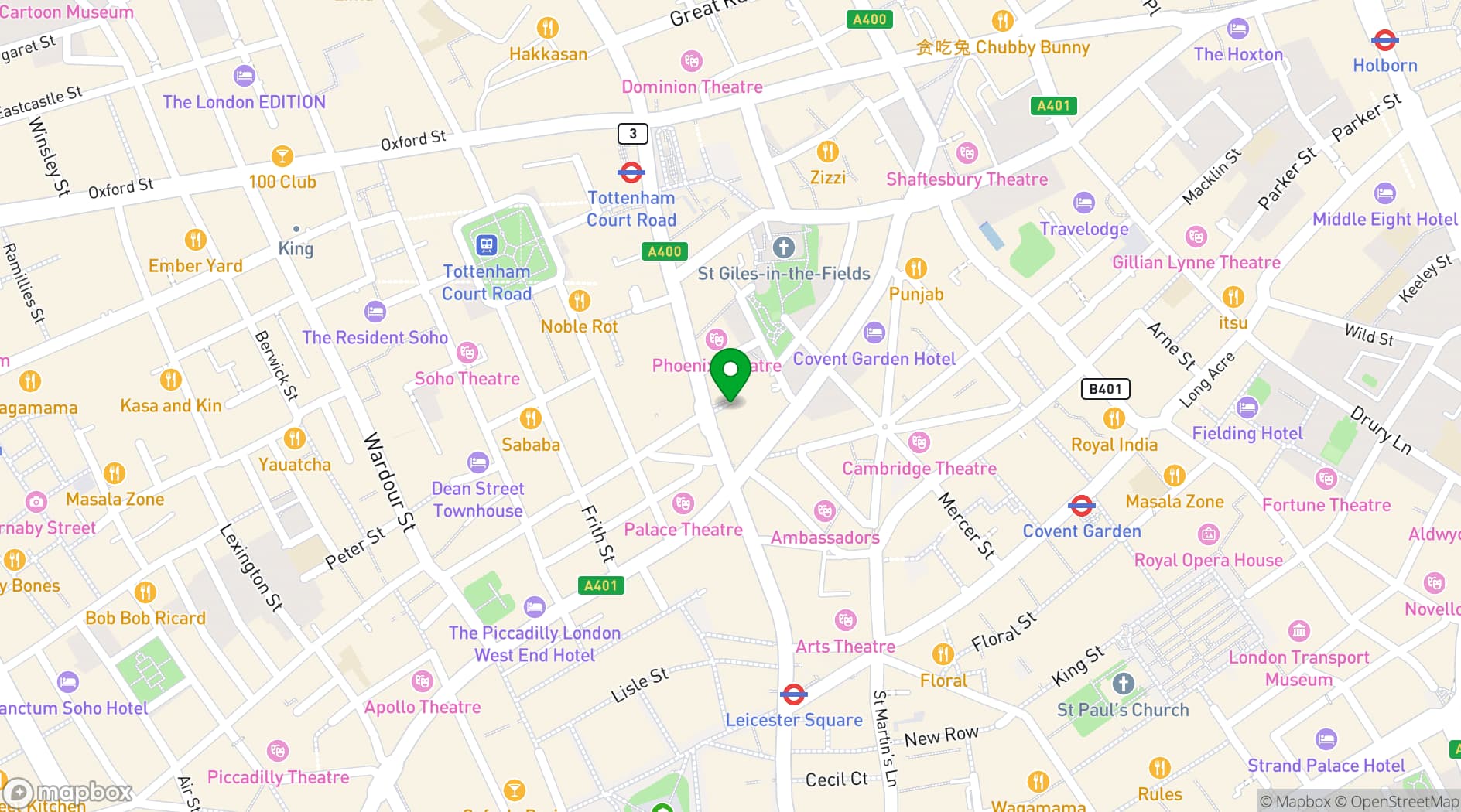 Map showing Salsa! Soho