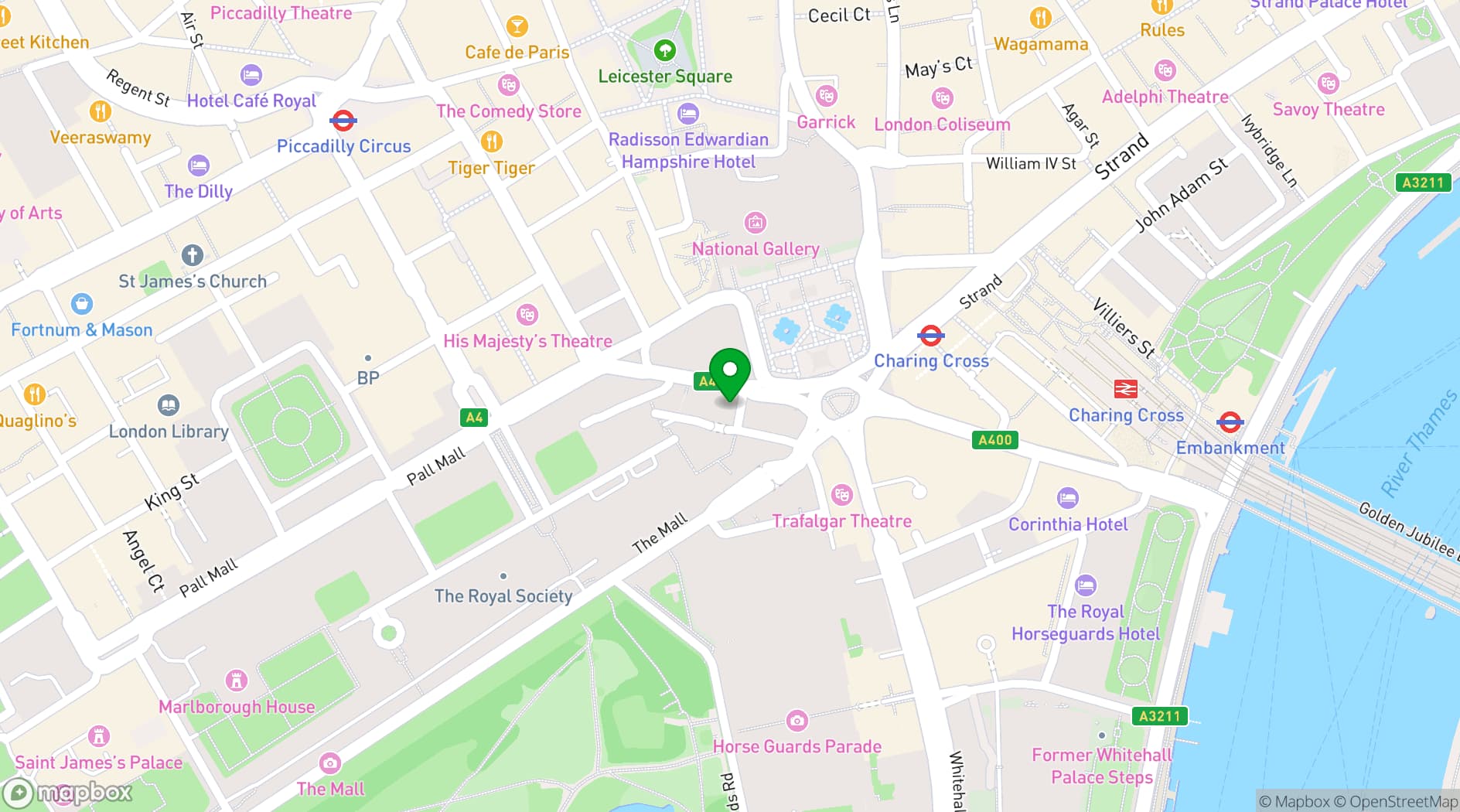 Map showing The Trafalgar St. James