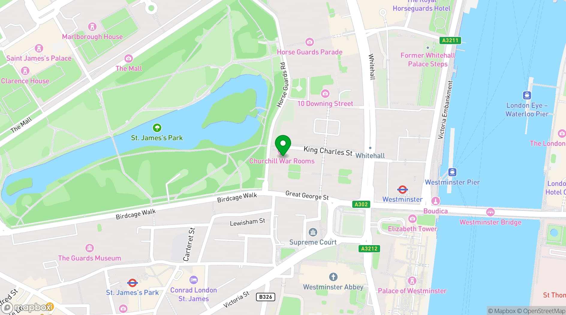 Map showing Churchill War Rooms