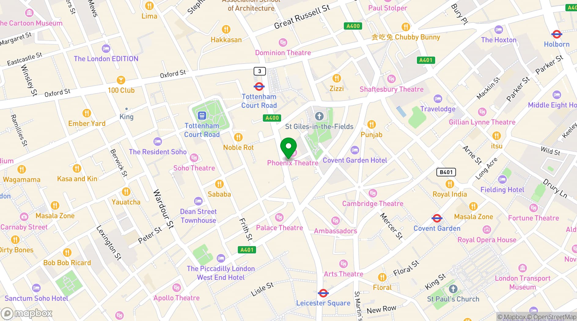 Map showing Phoenix Arts Club