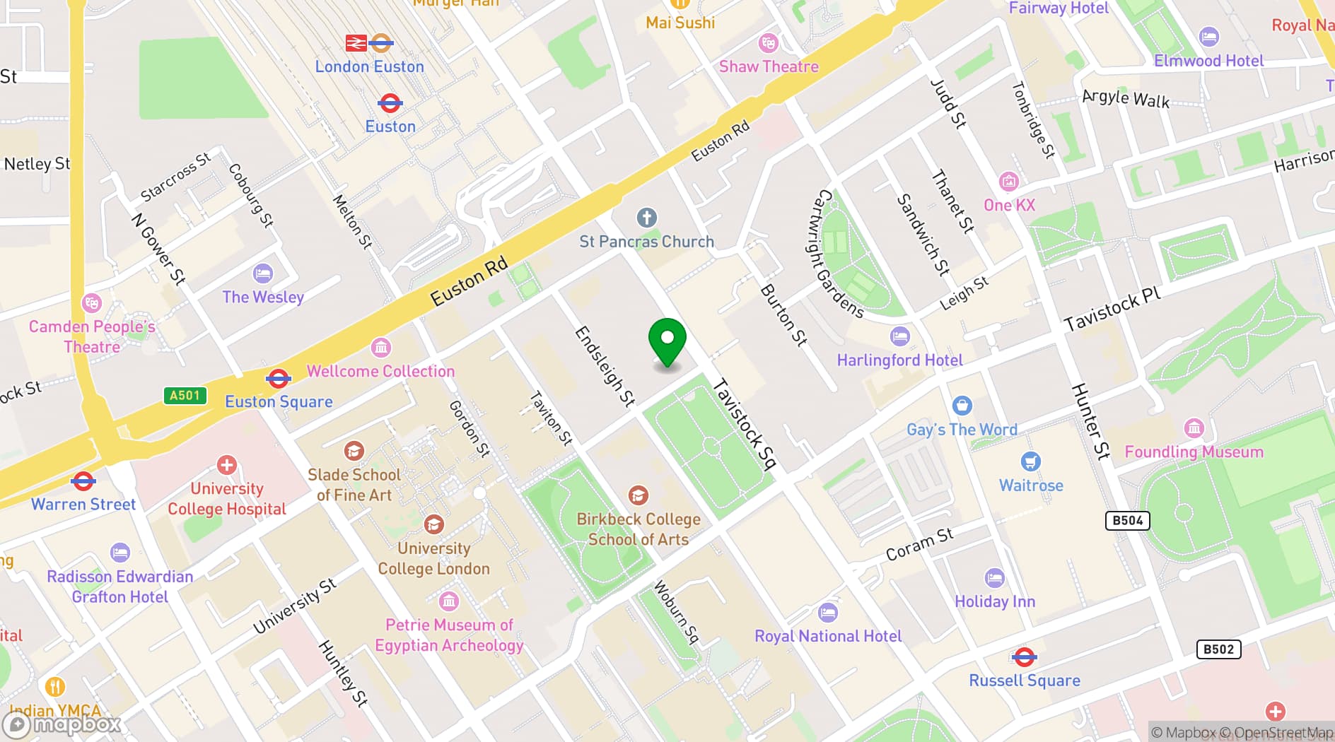 Map showing Woburn House